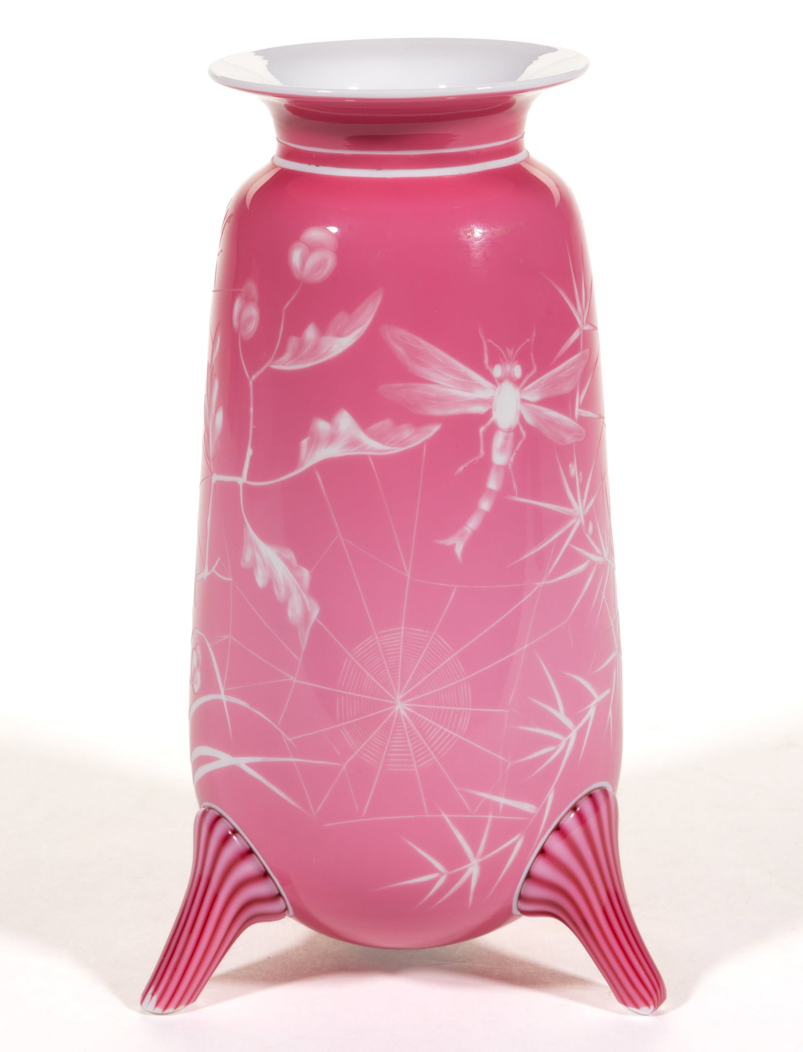 STEVENS AND WILLIAMS ATTRIBUTED AESTHETIC MOVEMENT INTAGLIO GLASS VASE (1 of 4)