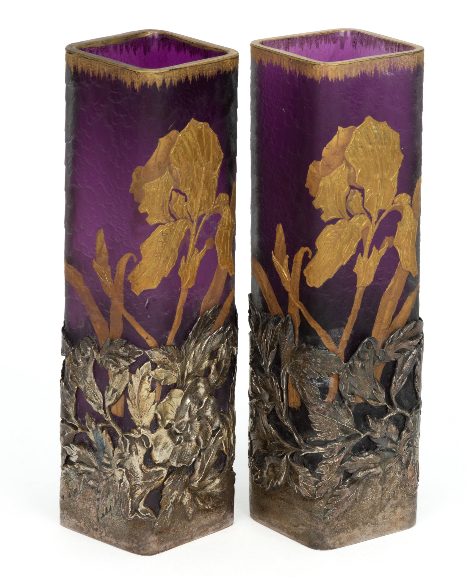 VERRERIES DE SAINT-DENIS - VICTOR SAGLIER (1809-1894) ACID-ETCHED AND DECORATED ART GLASS PAIR OF (1 of 2)