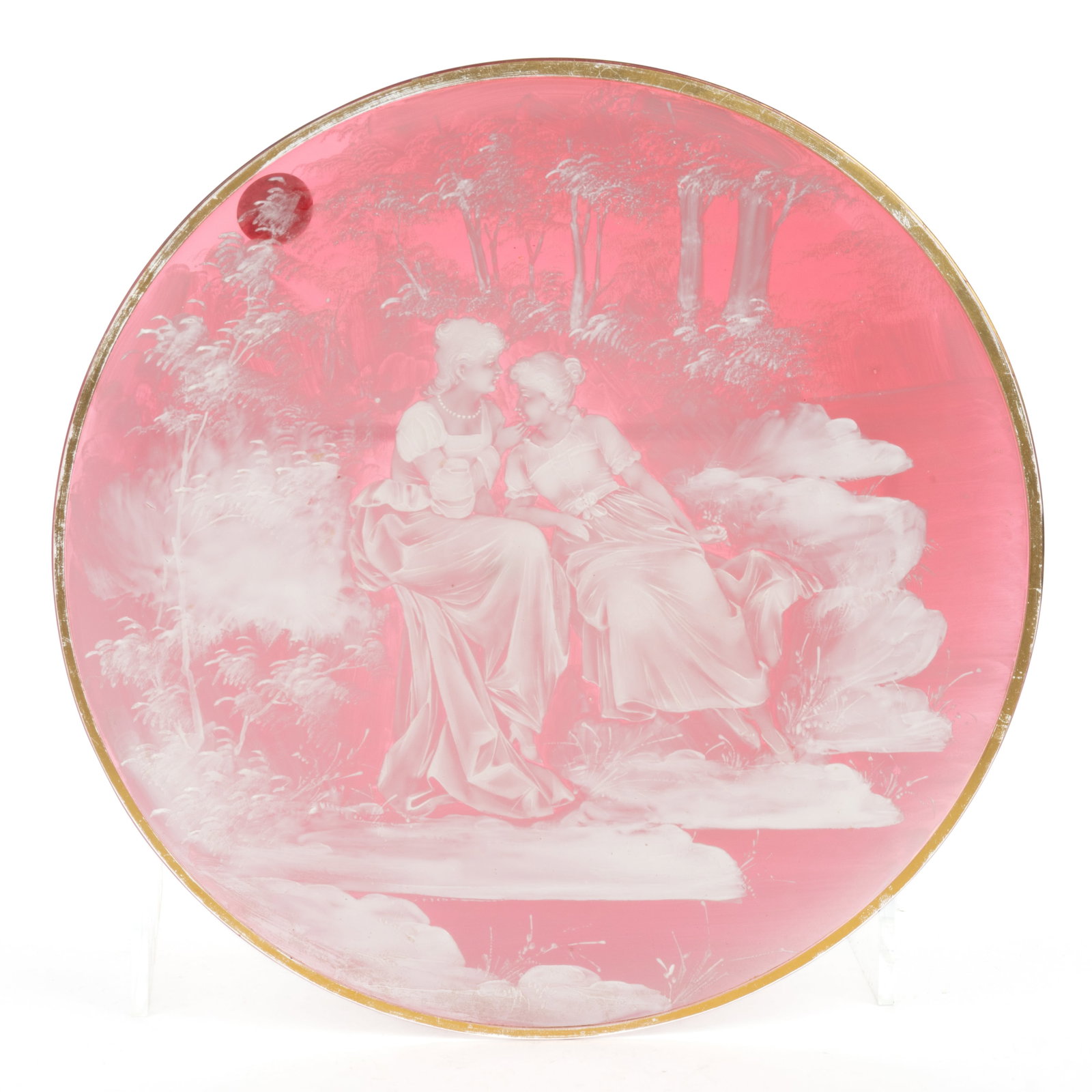 VICTORIAN MARY GREGORY (SO-CALLED) ENAMEL-DECORATED CHARGER (1 of 1)