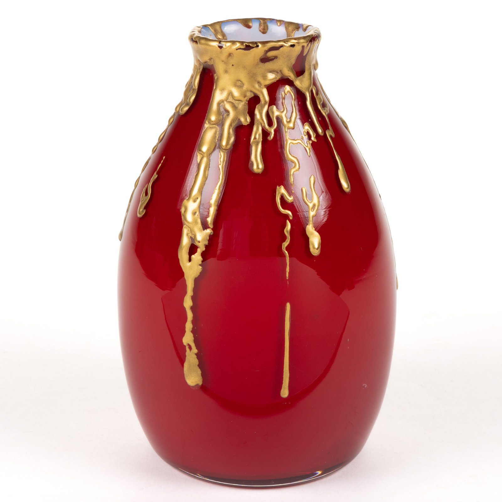 APPLIED-DECORATED ART GLASS VASE (1 of 5)