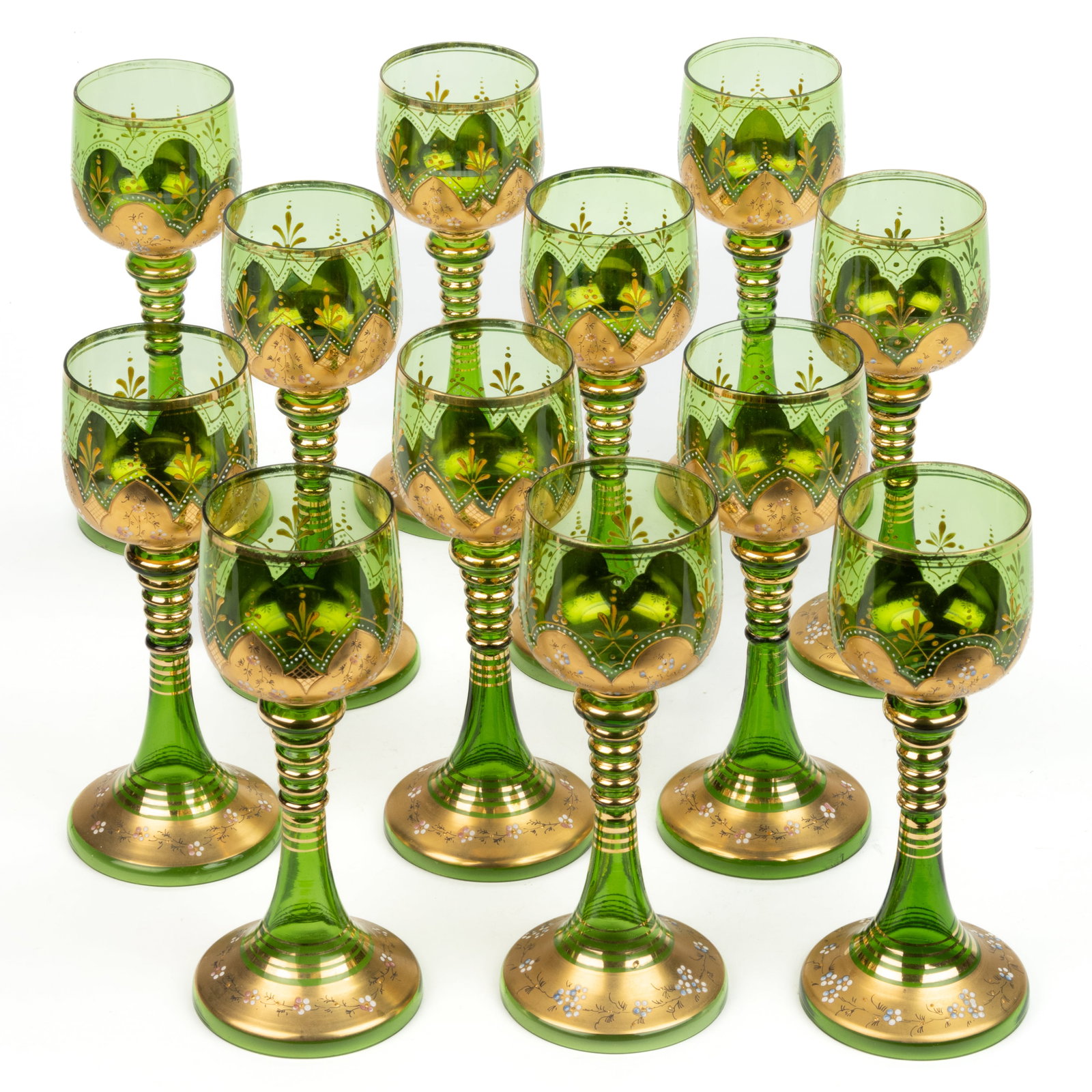 BOHEMIAN MOSER-STYLE GOBLETS, SET OF 12 (1 of 1)