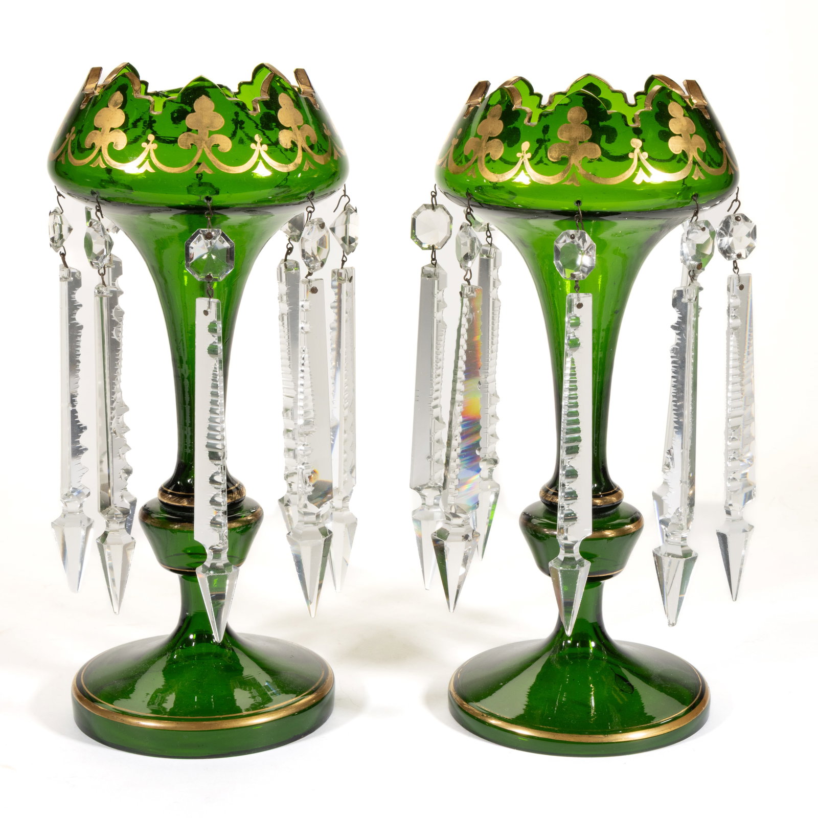 PAIR OF BOHEMIAN GLASS MANTLE LUSTERS (1 of 3)