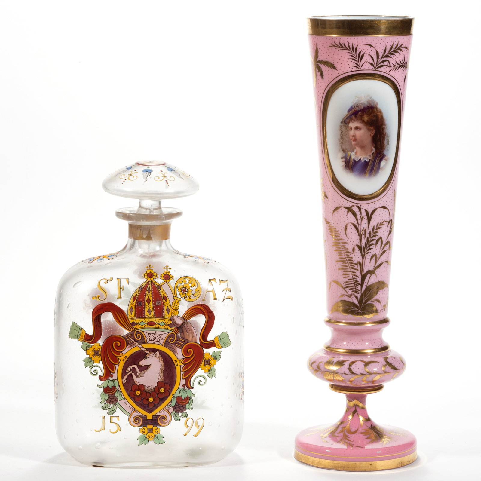 ASSORTED BOHEMIAN GLASS ARTICLES, LOT OF TWO (1 of 2)