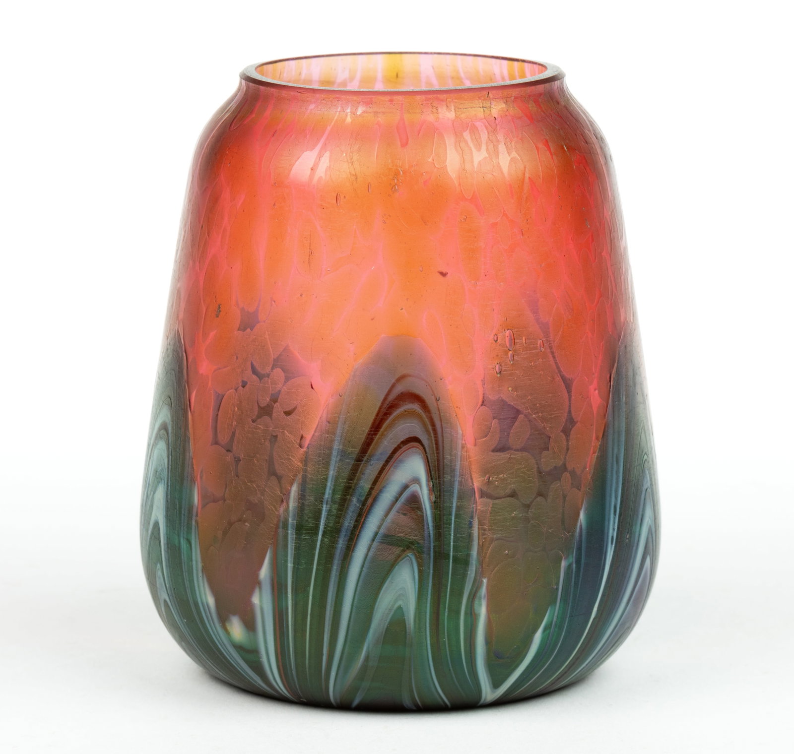 RINDSKOPF PULLED FEATHER IRIDESCENT ART GLASS VASE (1 of 4)