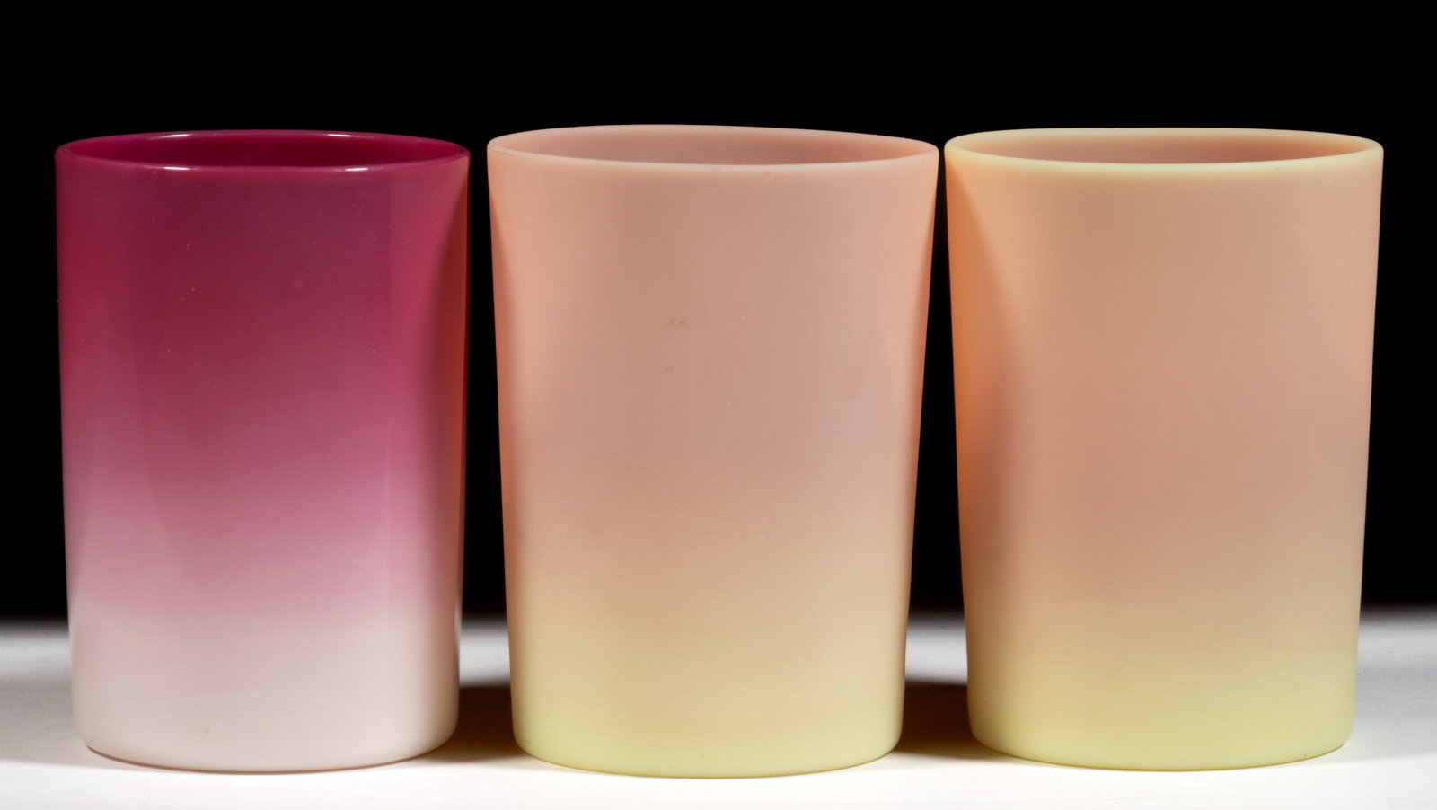 ASSORTED PEACHBLOW AND BURMESE TUMBLERS, LOT OF THREE (1 of 1)