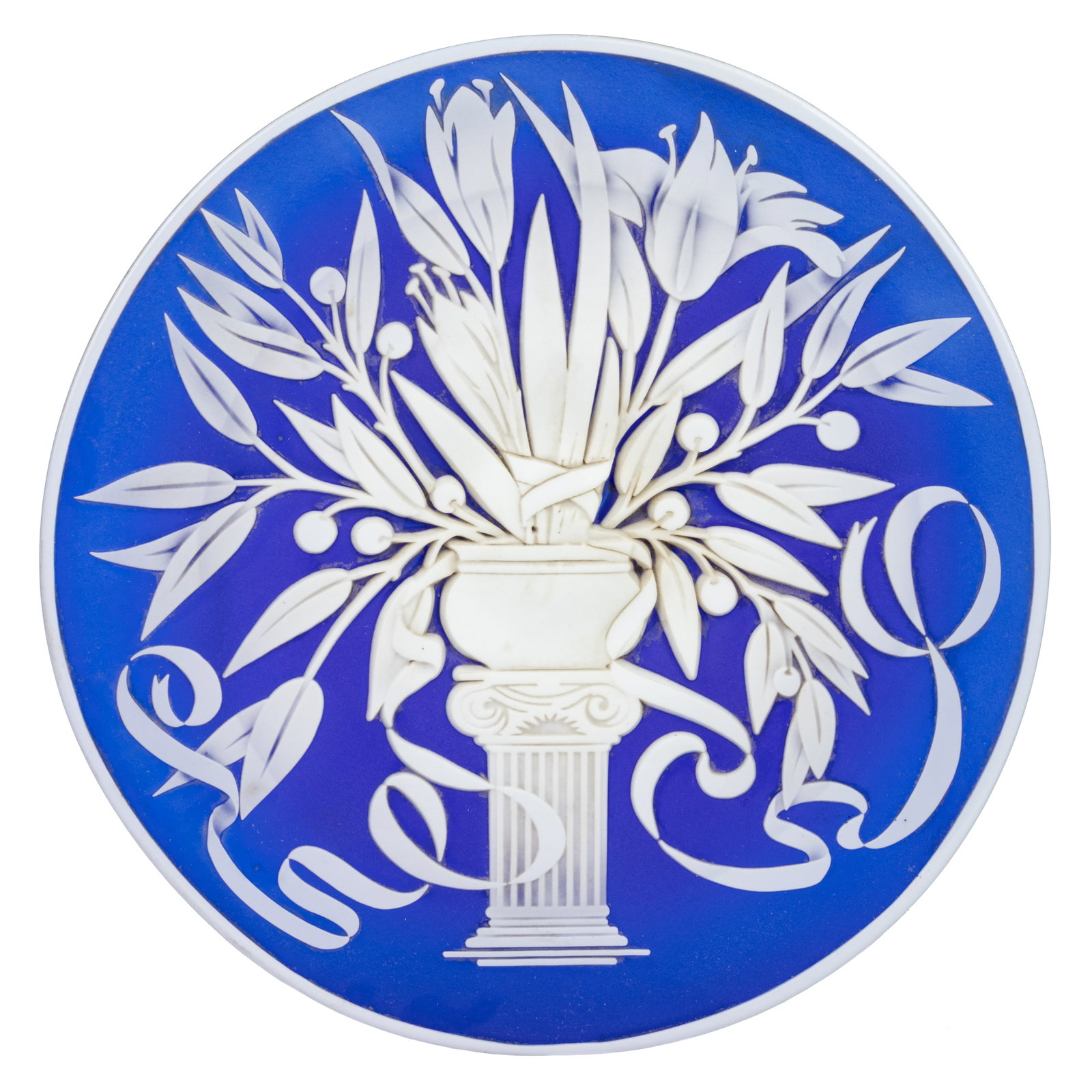 KELSEY MURPHY / PILGRIM SAND-CARVED CAMEO ART GLASS PLAQUE (1 of 2)