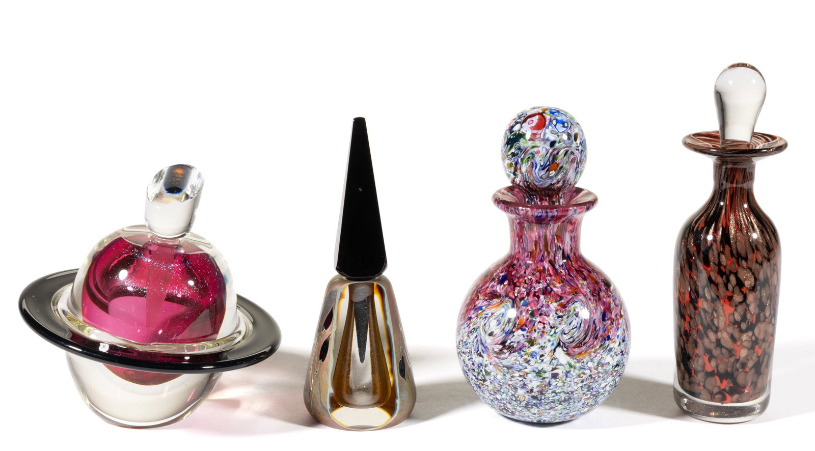 CONTEMPORARY STUDIO ART GLASS PERFUME BOTTLES, LOT OF FOUR (1 of 1)