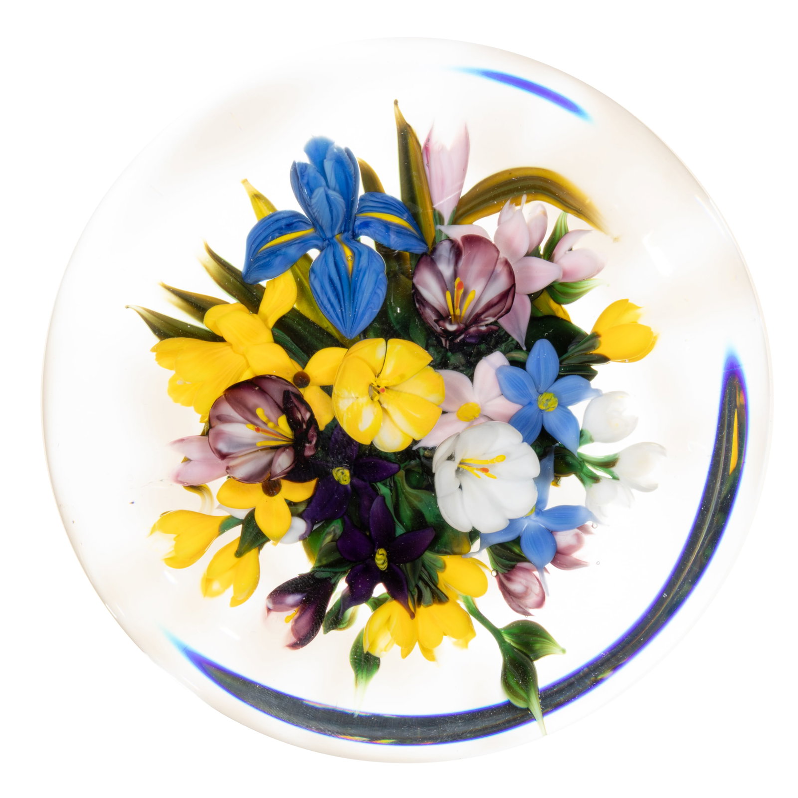 RICK AYOTTE (AMERICAN, B. 1944) FLORAL BOUQUET LAMPWORK STUDIO ART GLASS MAGNUM PAPERWEIGHT (1 of 2)