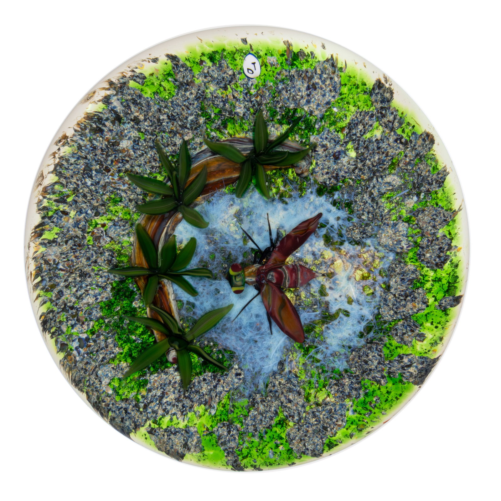 DELMO TARSITANO (AMERICAN 1921-1991) FLY ON THE SURFACE OF A POND LAMPWORK STUDIO ART GLASS (1 of 2)