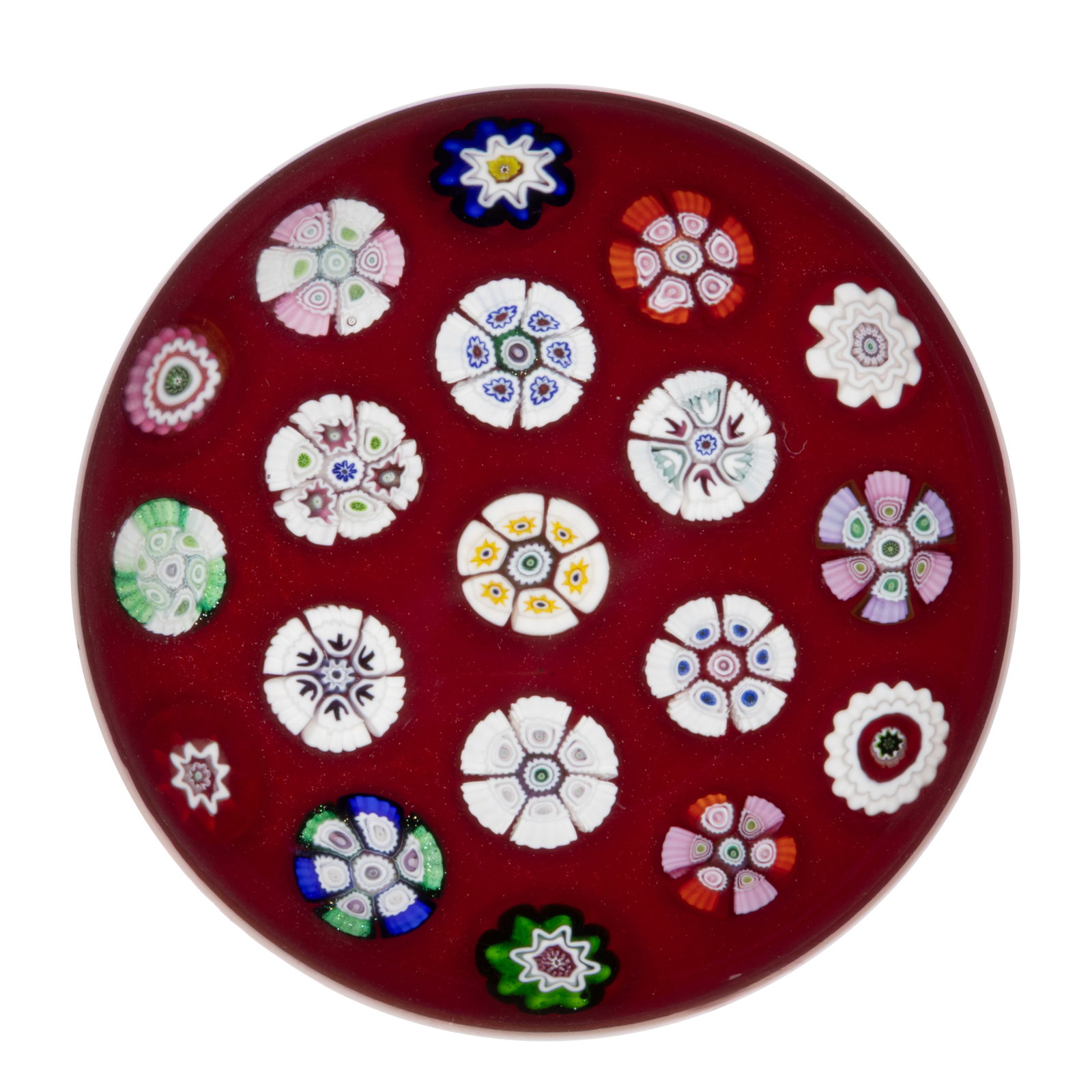 PARABELLE SPACED MILLEFIORI STUDIO ART GLASS PAPERWEIGHT (1 of 1)