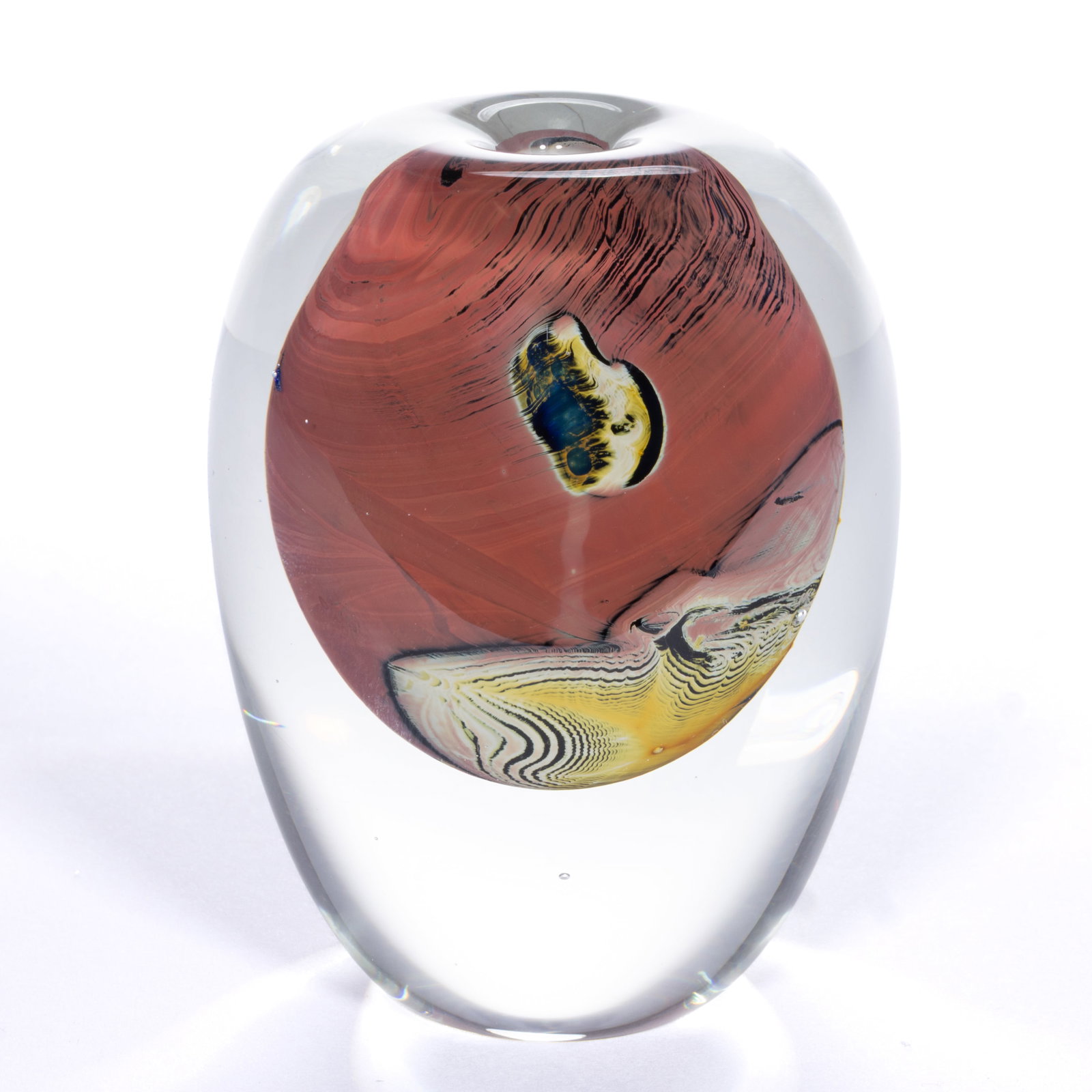 JOSH SIMPSON (AMERICAN, B. 1949) NEW MEXICO MOTTLED ART GLASS PAPERWEIGHT PERFUME BOTTLE (1 of 3)