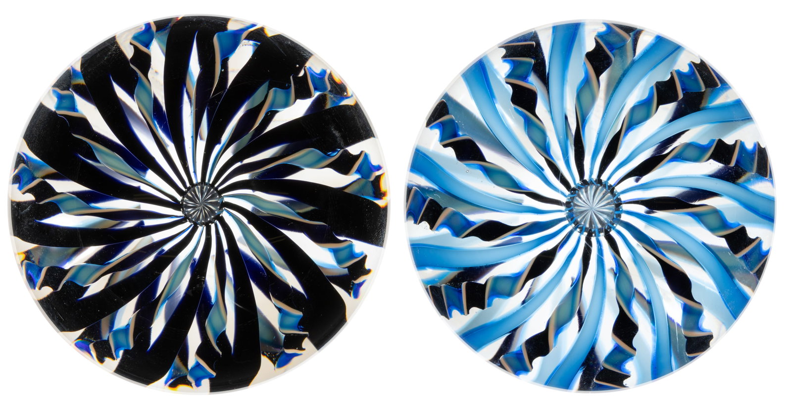 DAVID LOTTON (AMERICAN, B. 1960) CROWN STUDIO ART GLASS PAPERWEIGHTS, LOT OF TWO (1 of 4)