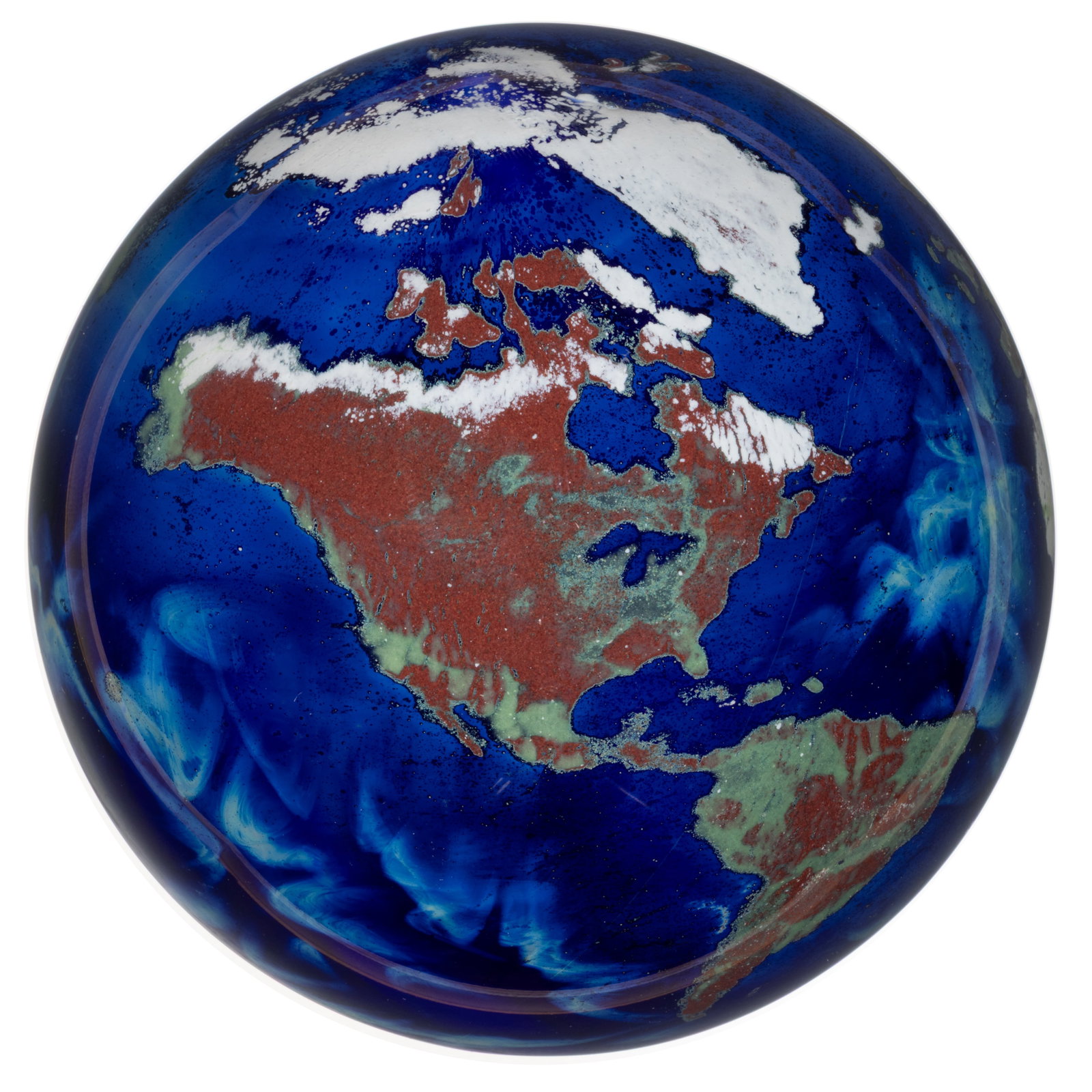 LUNDBERG STUDIOS WORLD / GLOBE ART GLASS PAPERWEIGHT ORB / SPHERE (1 of 3)