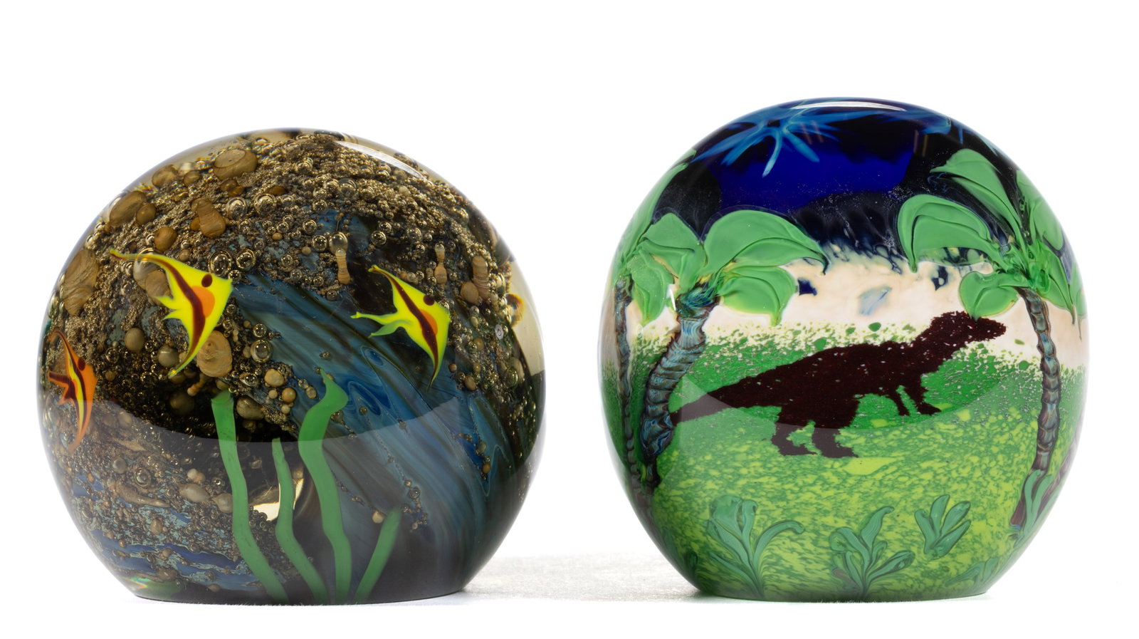 ZELLIQUE STUDIOS ART GLASS PAPERWEIGHTS, LOT OF TWO (1 of 4)