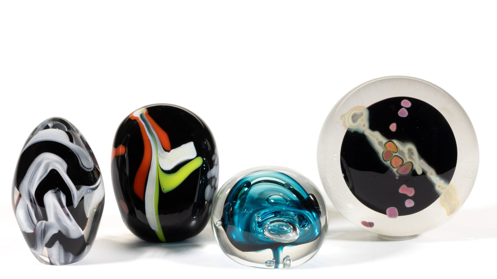 ASSORTED CONTEMPORARY ART GLASS PAPERWEIGHTS, LOT OF FOUR (1 of 1)