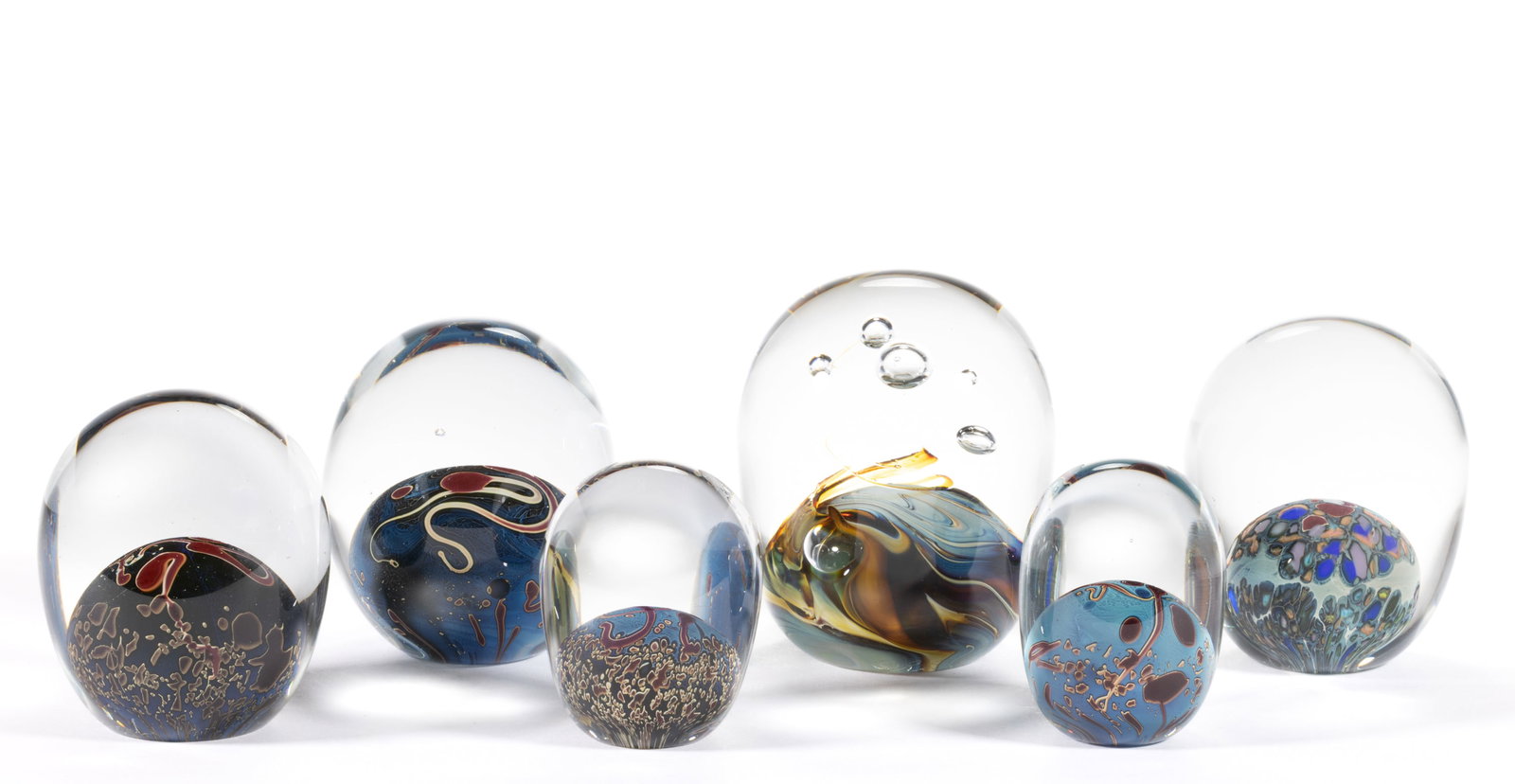REBECCA STEWART (AMERICAN, XX/XXI) UPRIGHT STUDIO ART GLASS PAPERWEIGHTS, LOT OF SIX (1 of 1)