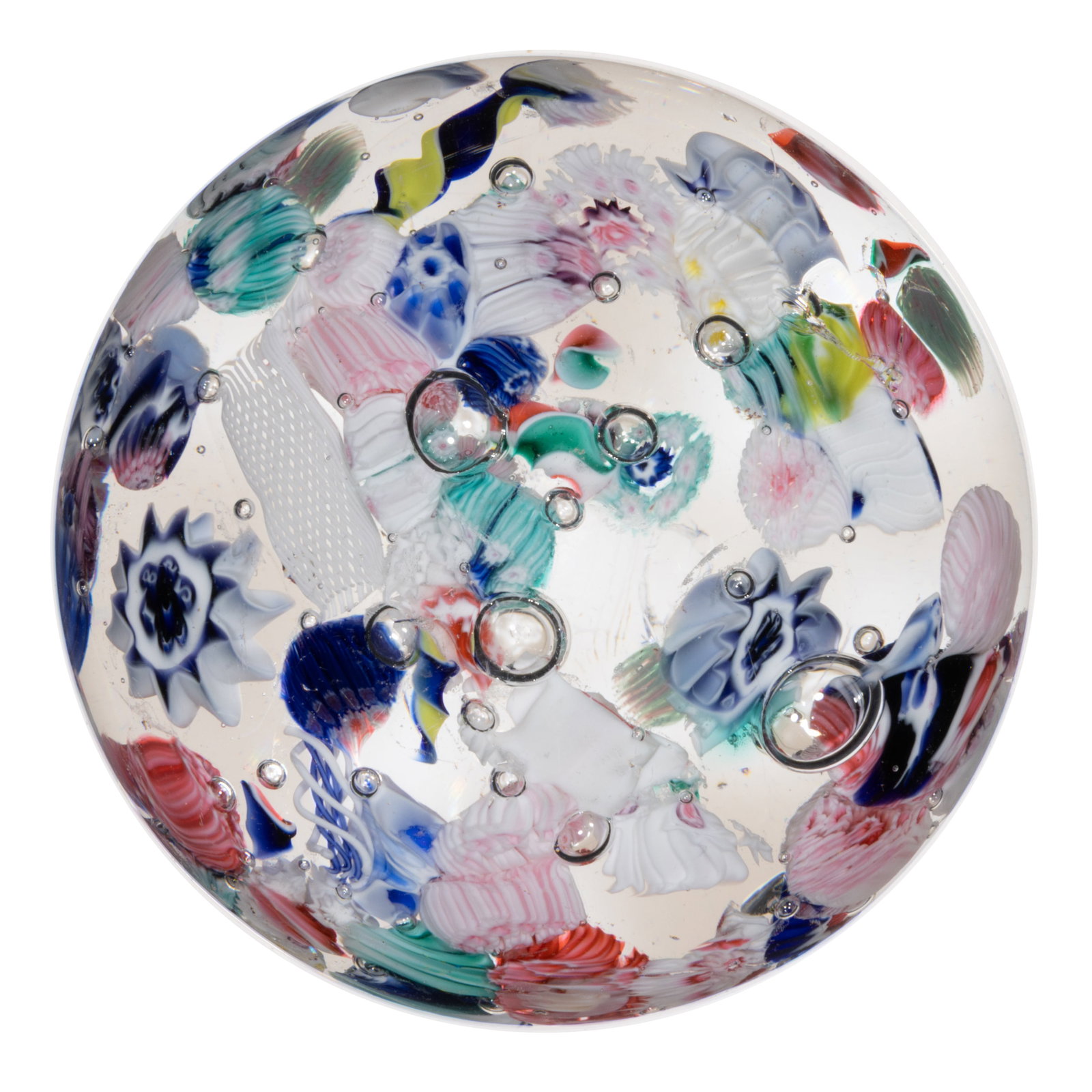 ANTIQUE NEW ENGLAND DOUBLE SIGNED SCRAMBLED MILLEFIORI ART GLASS PAPERWEIGHT (1 of 1)