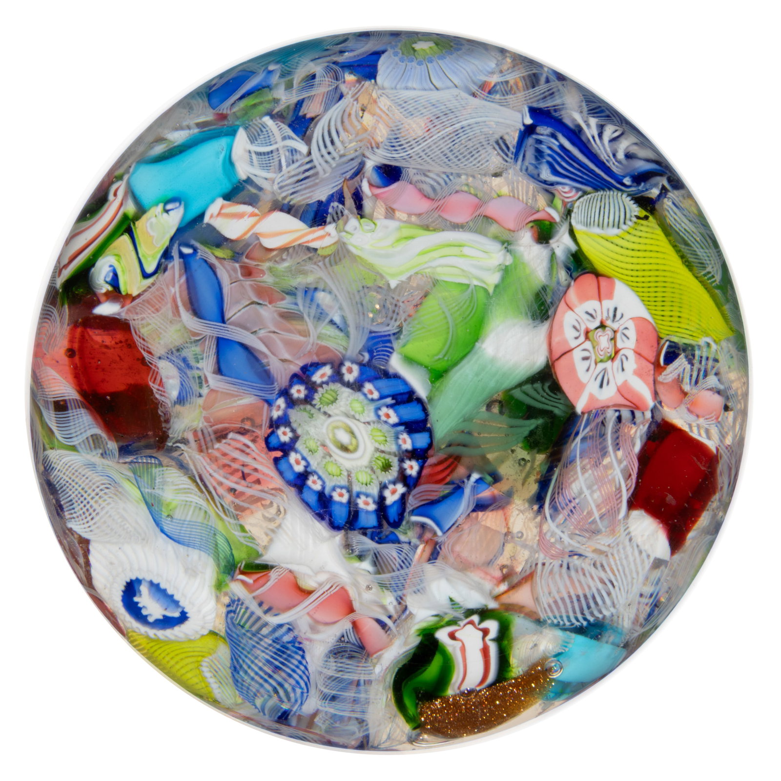 ANTIQUE NEW ENGLAND SCRAMBLED MILLEFIORI ART GLASS PAPERWEIGHT (1 of 2)