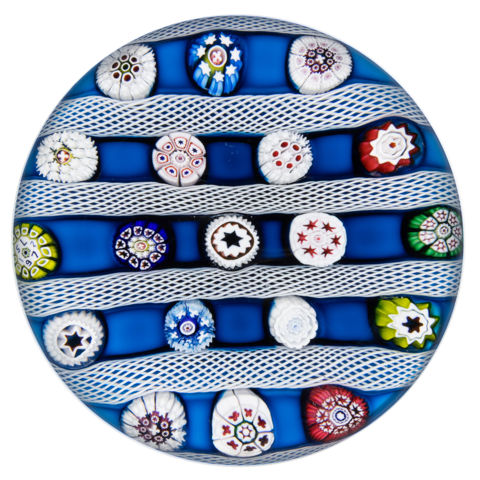 VINTAGE SAINT-LOUIS SPACED MILLEFIORI CHEQUER COLUMNS ART GLASS PAPERWEIGHT (1 of 2)