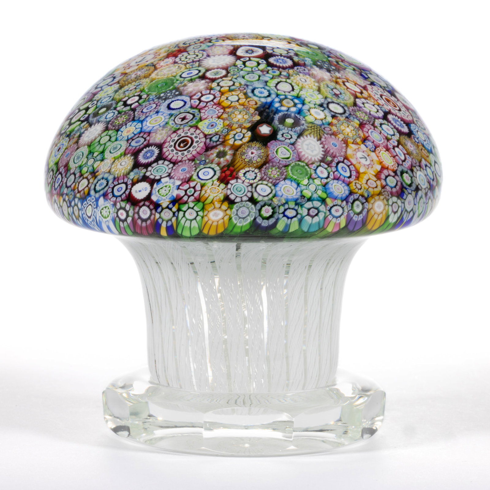 VINTAGE PERTHSHIRE MUSHROOM CLOSE-PACK MILLEFIORI STUDIO ART GLASS MAGNUM PEDESTAL PAPERWEIGHT (1 of 2)