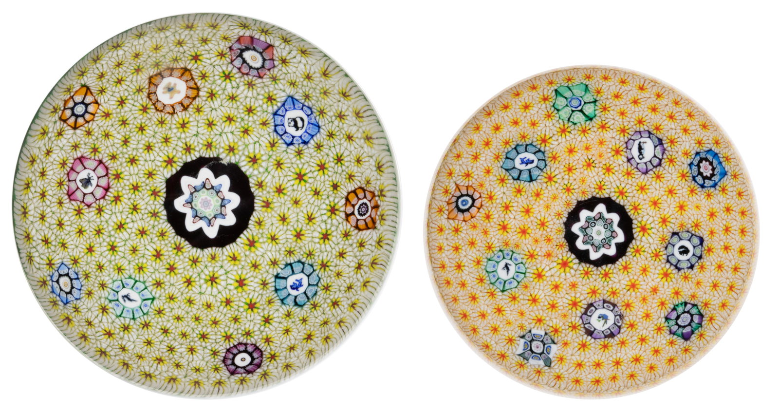 VINTAGE PERTHSHIRE CLOSE-PACK MILLEFIORI ART GLASS PAPERWEIGHTS, LOT OF TWO (1 of 3)