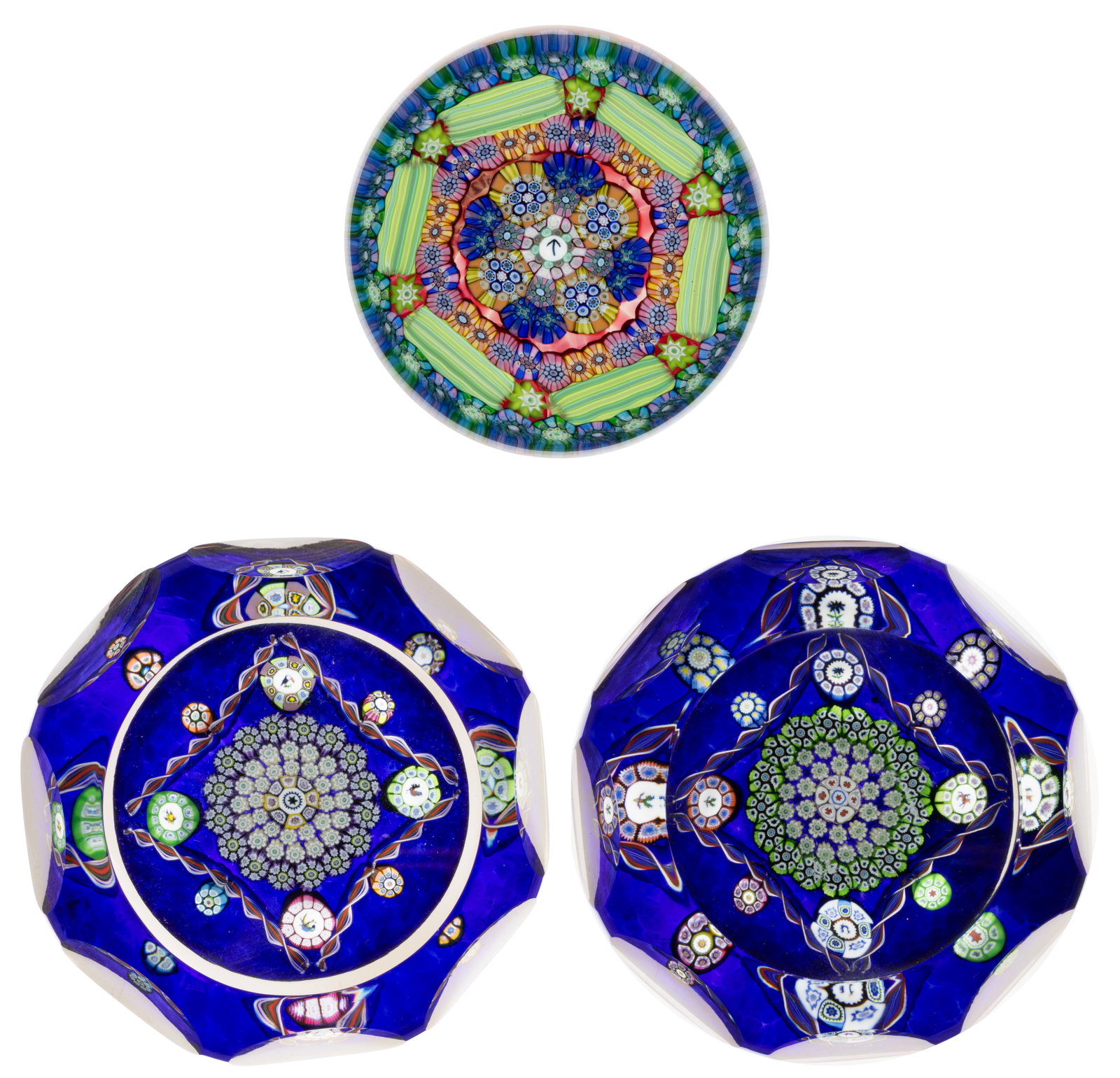 VINTAGE PERTHSHIRE MILLEFIORI ART GLASS PAPERWEIGHTS, LOT OF THREE (1 of 4)