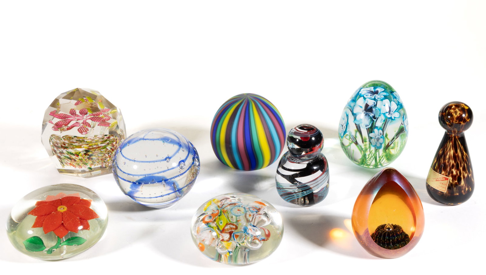 ASSORTED ART GLASS PAPERWEIGHTS, LOT OF NINE (1 of 1)