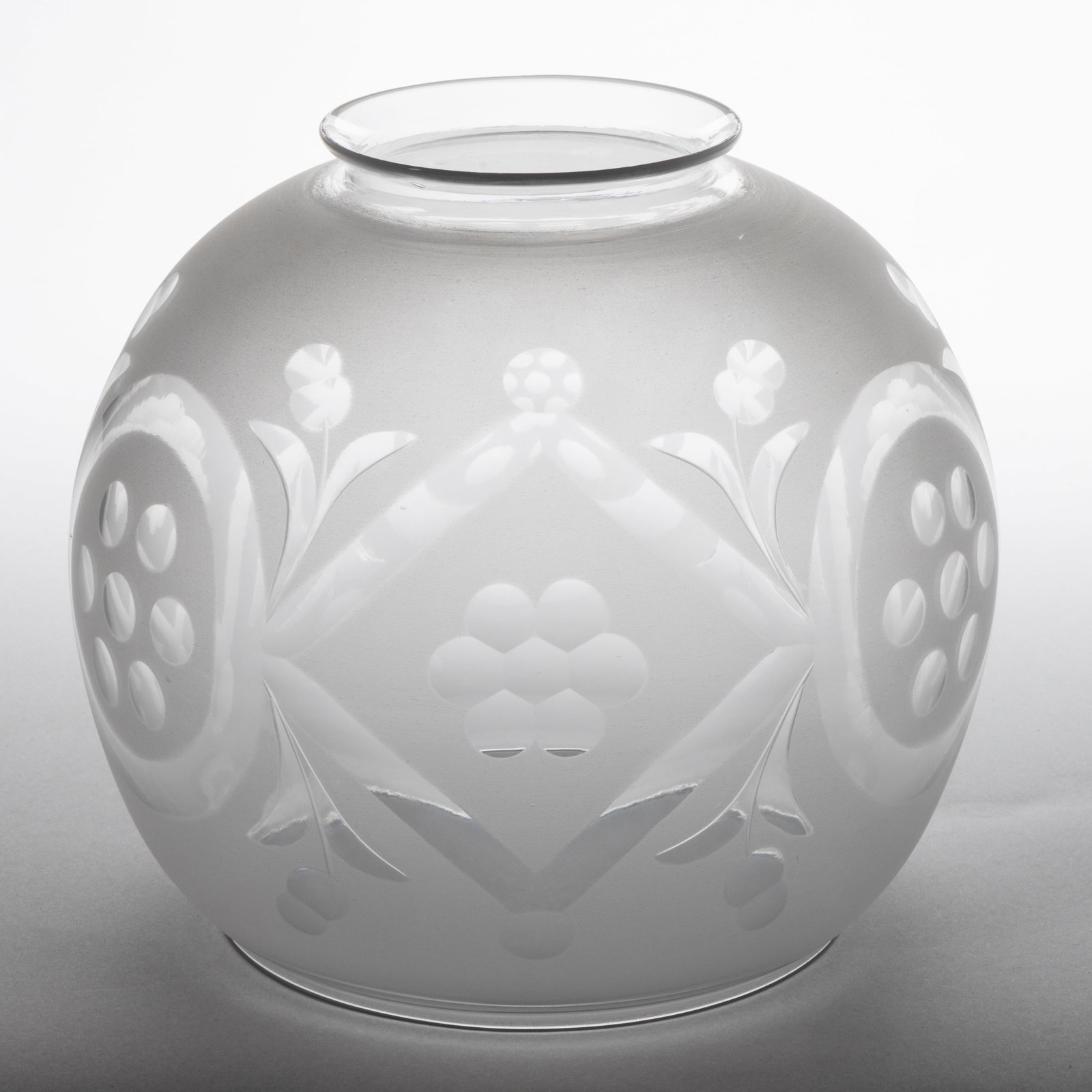 FREE-BLOWN CUT AND ENGRAVED ASTRAL / SOLAR LAMP SHADE (1 of 2)