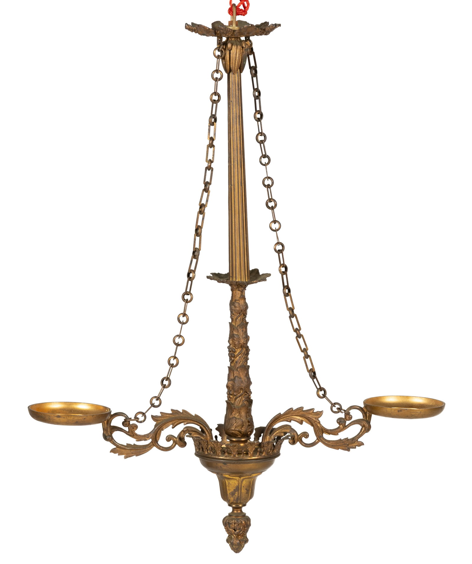 HENRY N. HOOPER & CO. GILDED BRONZE SOLAR HANGING DOUBLE-ARM CHANDELIER (1 of 2)