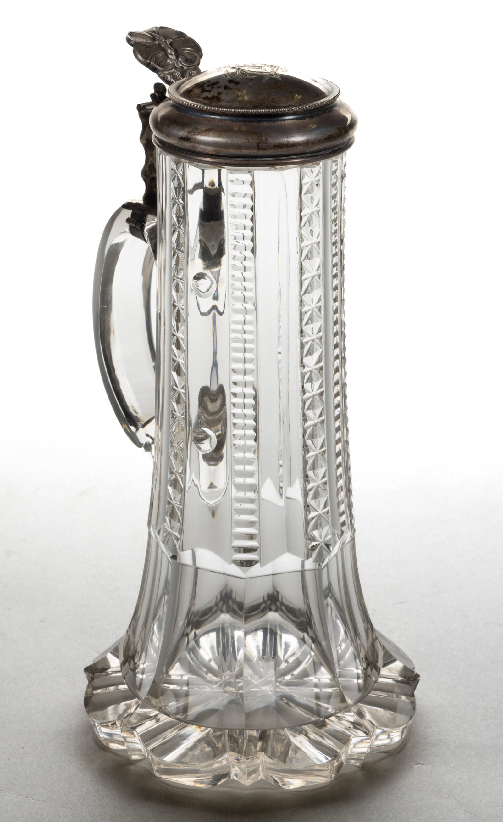 ANTIQUE SILVER-MOUNTED CUT GLASS STEIN (1 of 1)