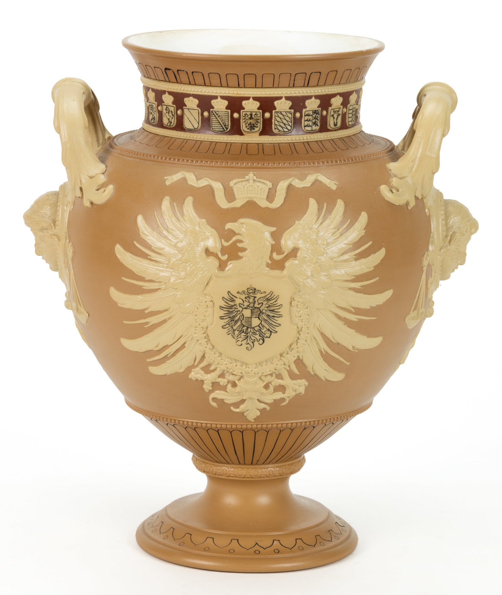 GERMAN METTLACH STONEWARE PRUSSIAN EAGLE PUNCH BOWL (1 of 4)
