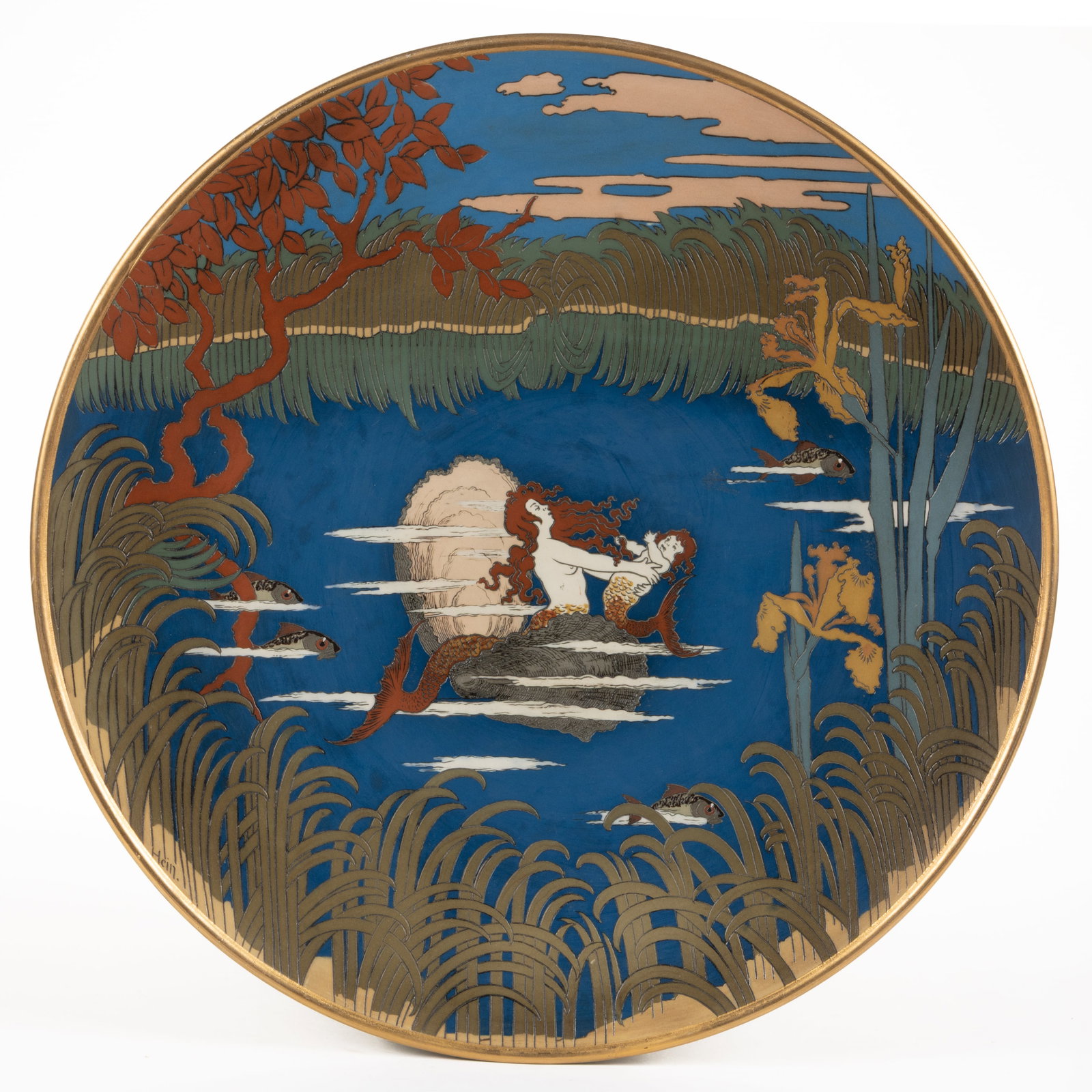 GERMAN METTLACH STONEWARE MERMAID PLAQUE (1 of 3)