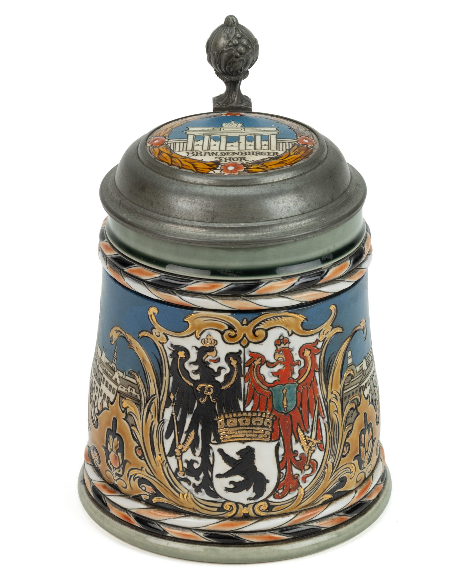 GERMAN METTLACH "BERLIN" MOTIF CERAMIC STEIN (1 of 4)