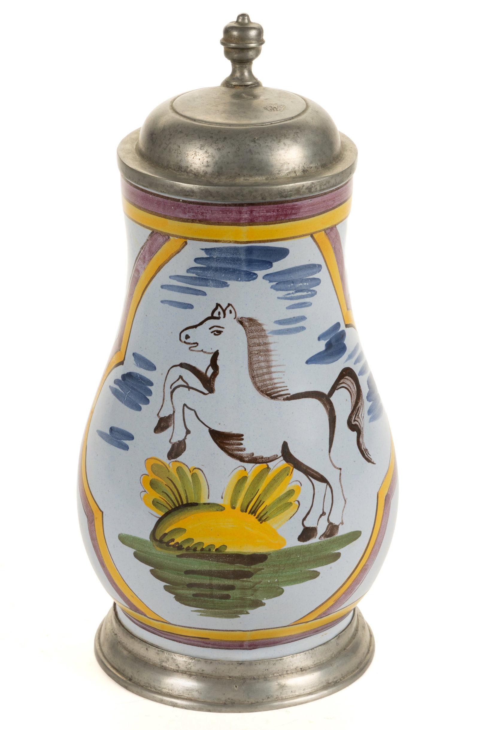 GERMAN FAIENCE TIN-GLAZED EARTHENWARE STEIN (1 of 4)