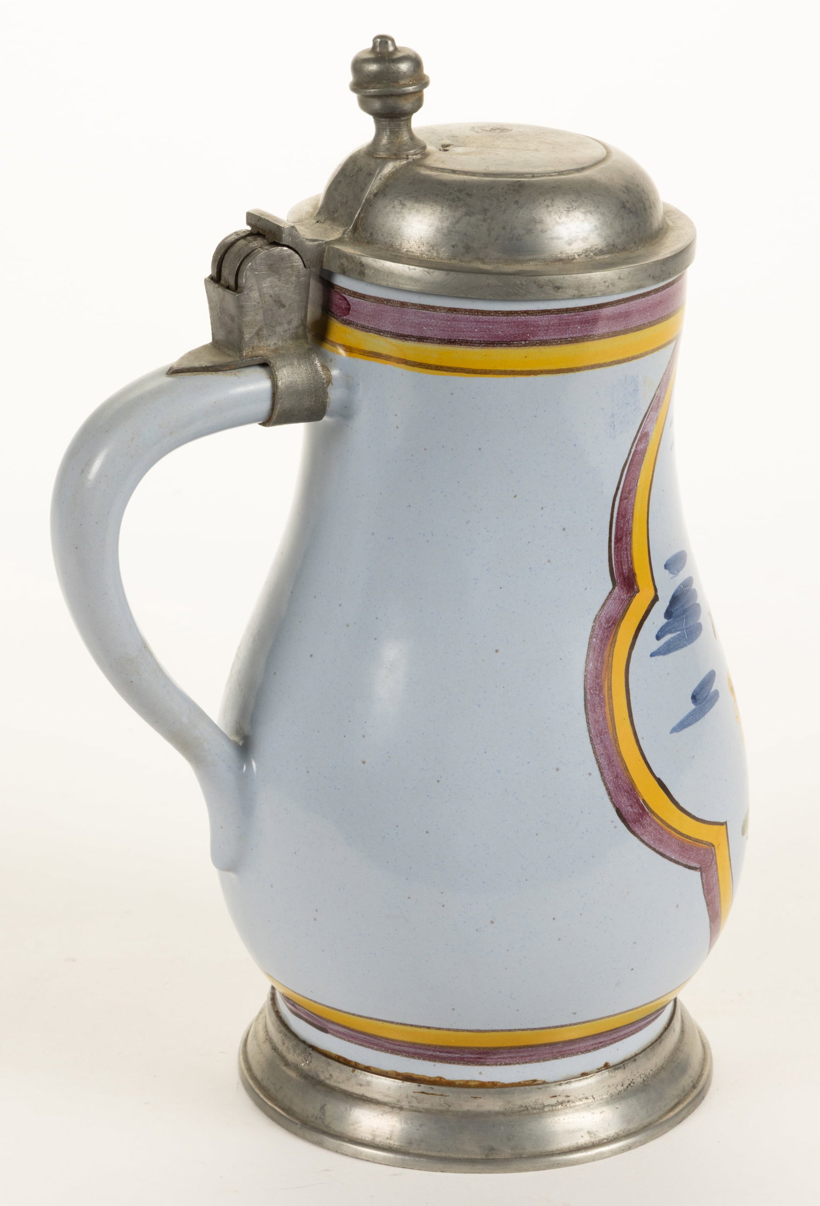 GERMAN FAIENCE TIN-GLAZED EARTHENWARE STEIN - 3