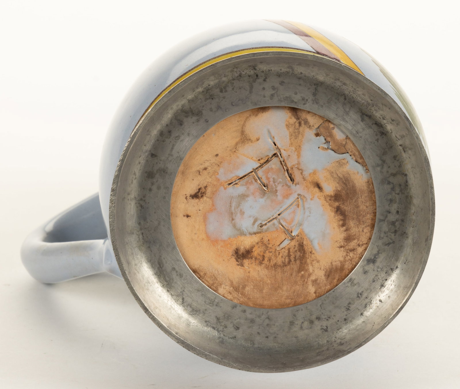 GERMAN FAIENCE TIN-GLAZED EARTHENWARE STEIN - 4