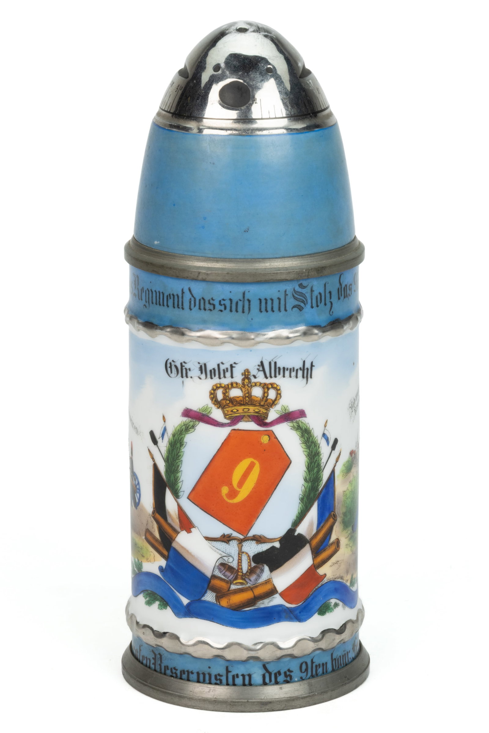 GERMAN PORCELAIN REGIMENTAL LITHOPHANE STEIN (1 of 4)