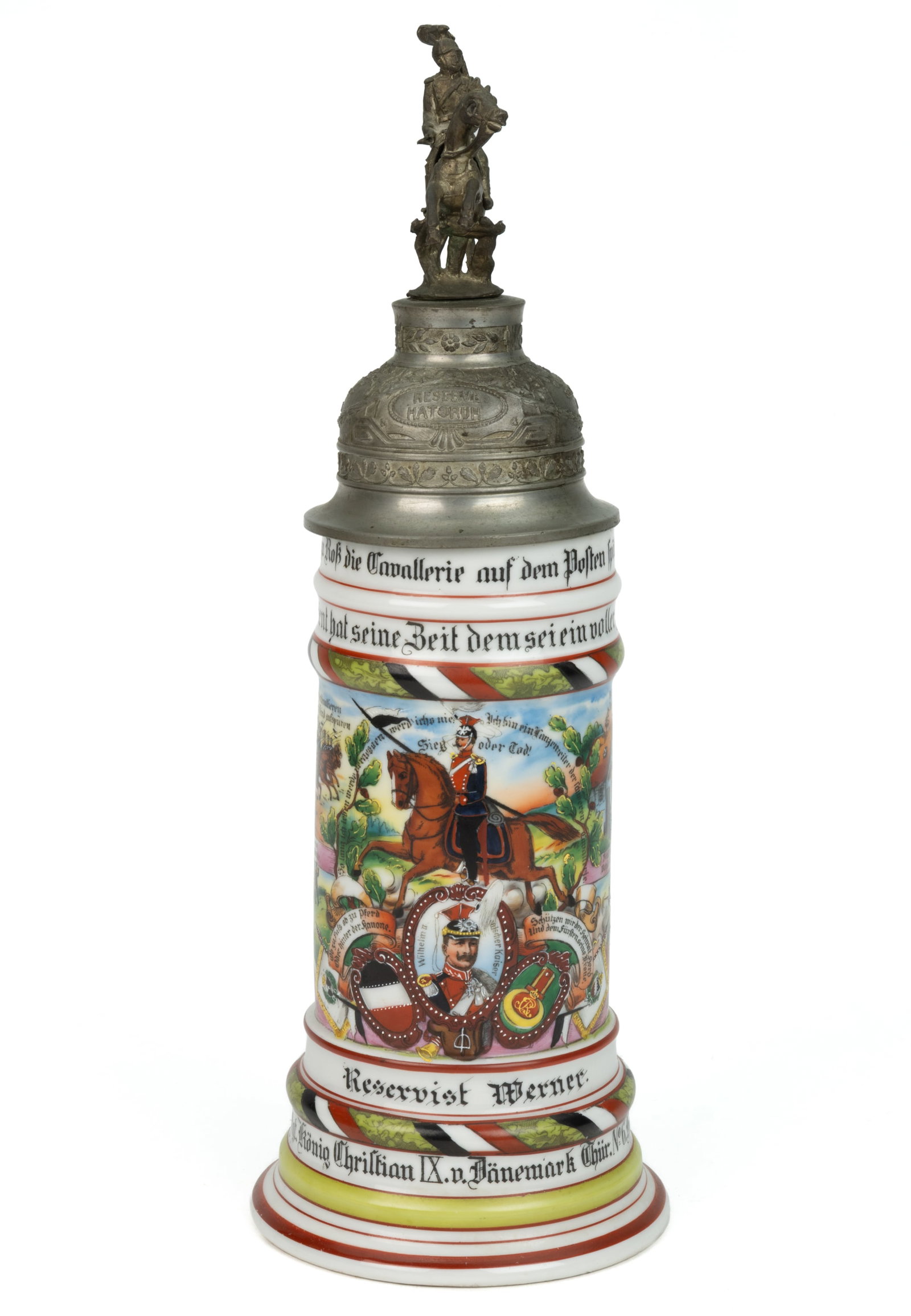 GERMAN PORCELAIN REGIMENTAL CAVALRY LITHOPHANE STEIN (1 of 5)