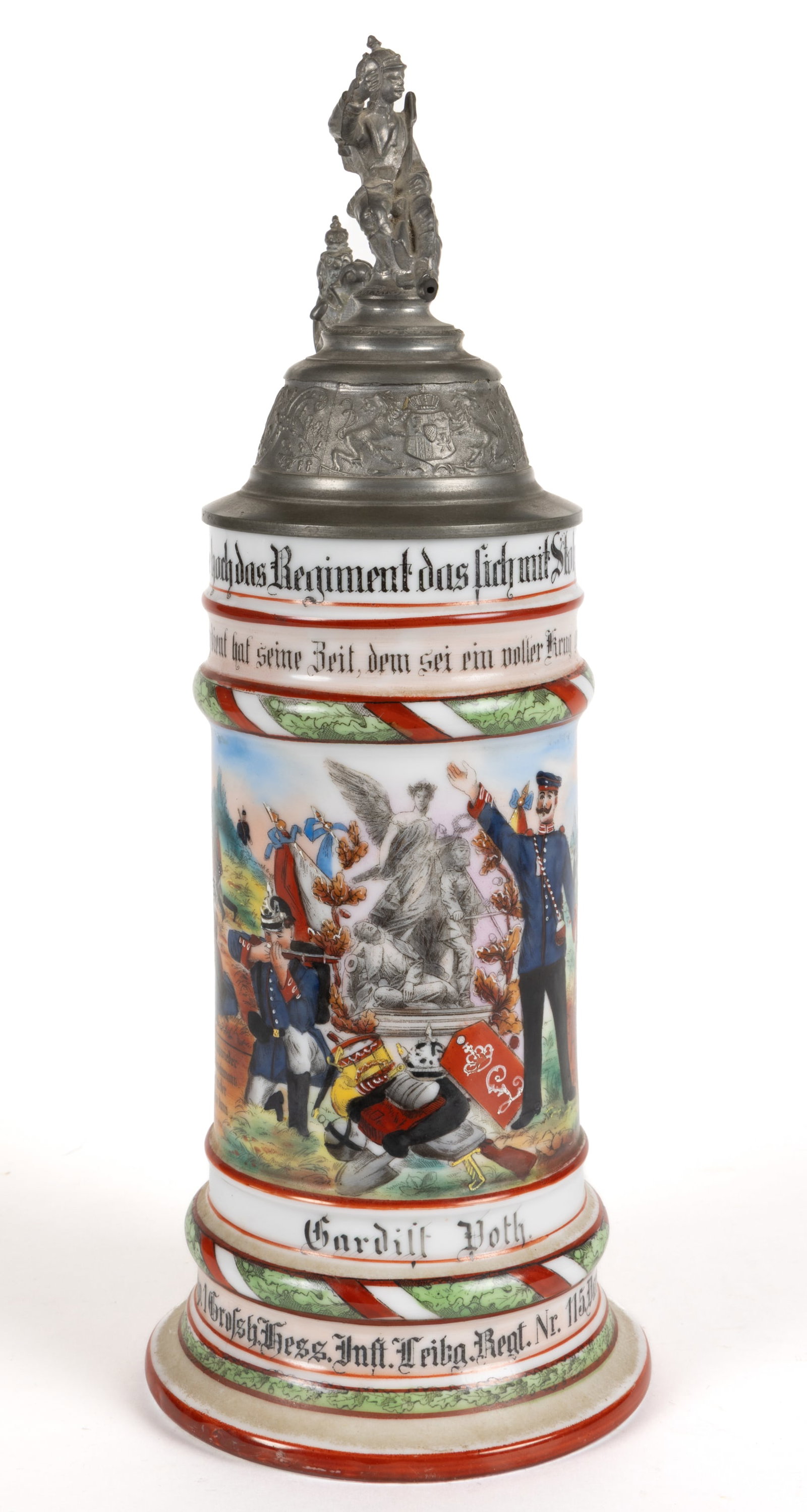 GERMAN PORCELAIN REGIMENTAL INFANTRY LITHOPHANE STEIN (1 of 3)