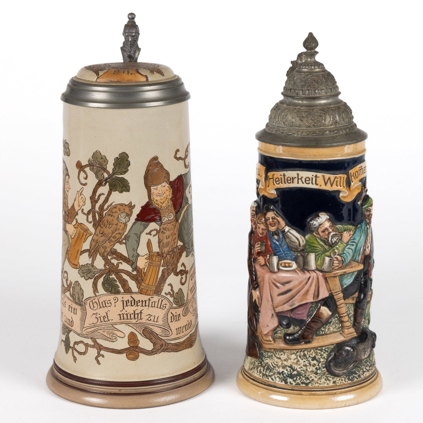 GERMAN MARZI & REMY CERAMIC STEINS, LOT OF TWO (1 of 4)