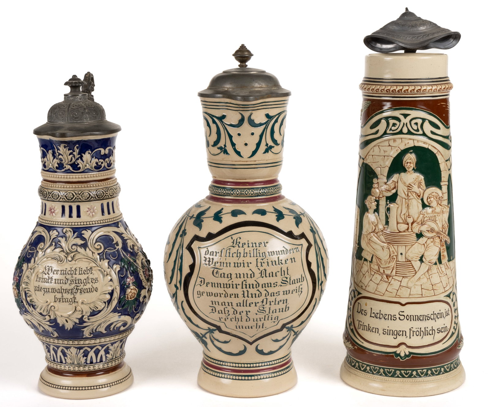 GERMAN CERAMIC STEINS, LOT OF THREE (1 of 4)