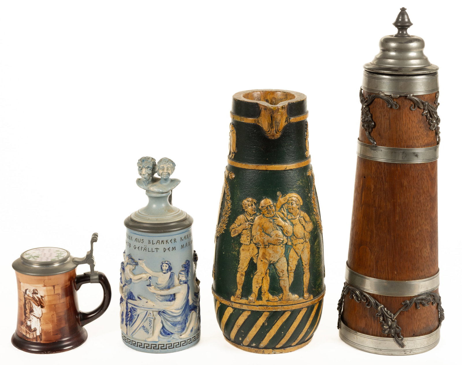 ASSORTED GERMAN AND AMERICAN STEINS, LOT OF FOUR (1 of 3)
