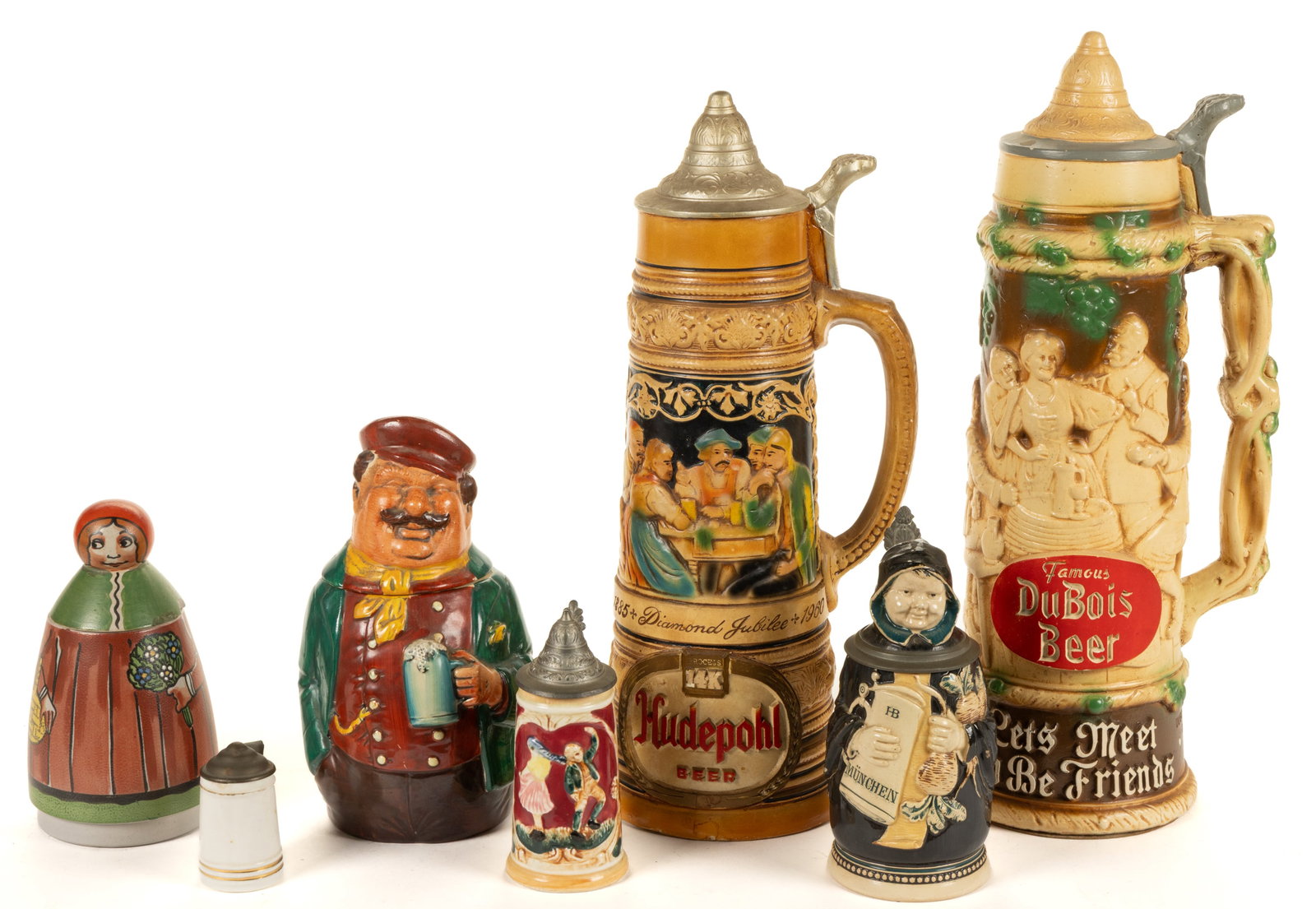 ASSORTED NOVELTY AND CERAMIC STEINS, LOT OF EIGHT (1 of 3)
