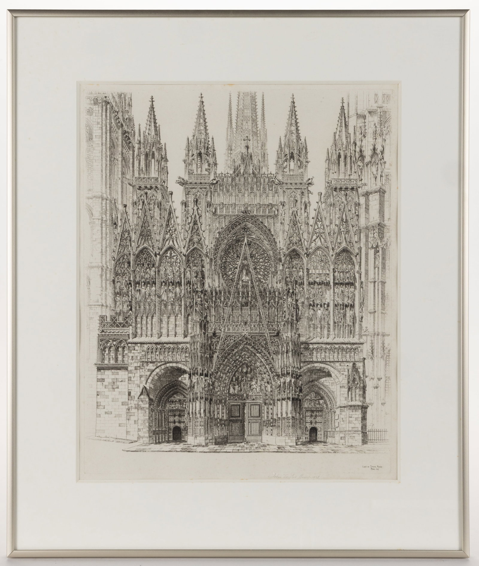 JOHN TAYLOR ARMS (AMERICAN, 1887-1953) DRYPOINT ETCHING OF A CATHEDRAL (1 of 4)