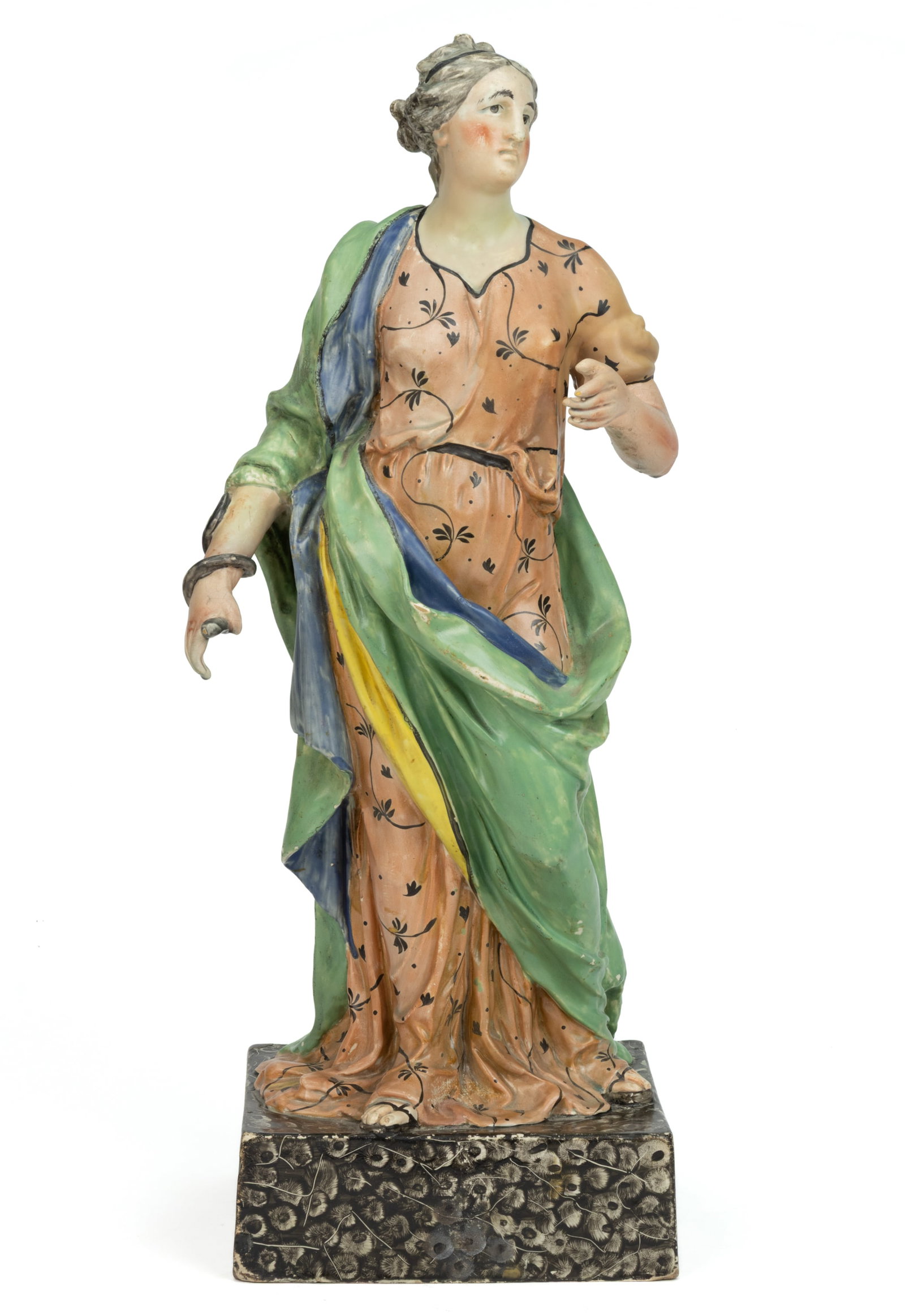 ENGLISH STAFFORDSHIRE PEARLWARE HAND-PAINTED CERAMIC LARGE "PRUDENCE" FIGURE (1 of 4)