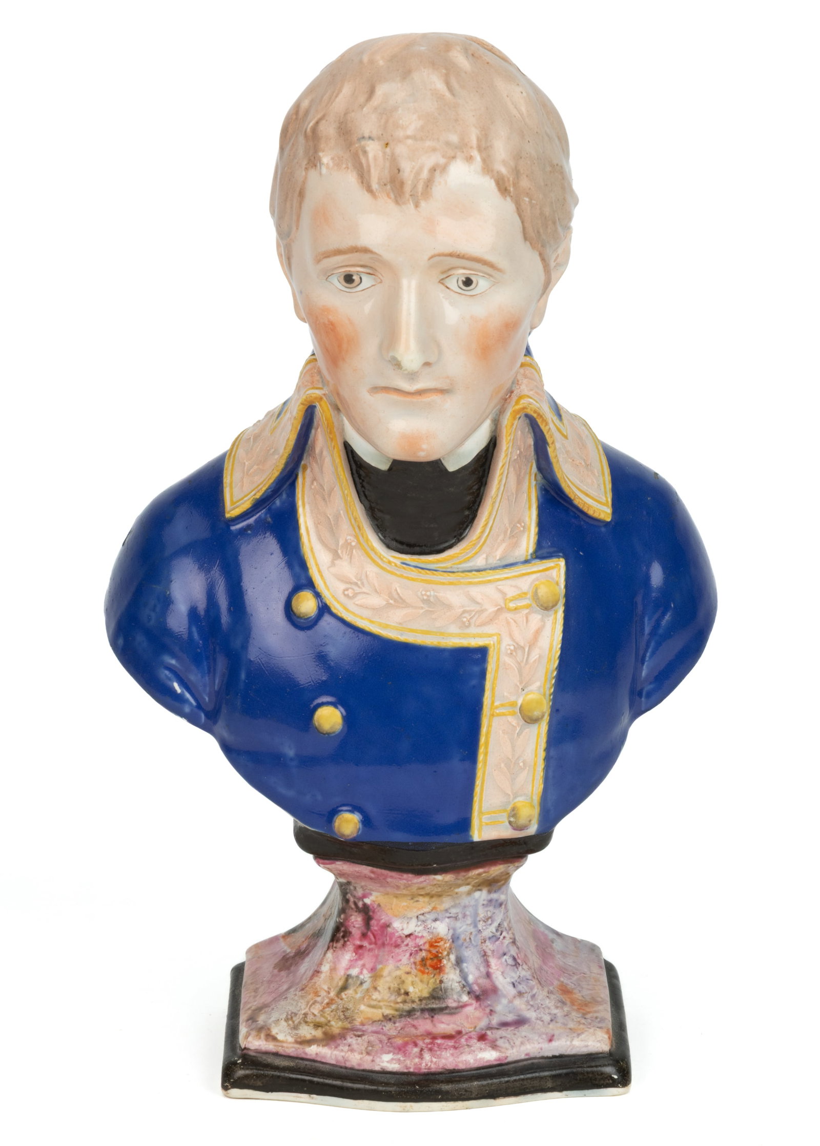 ENGLISH STAFFORDSHIRE PEARLWARE HAND-PAINTED CERAMIC NAPOLEON BUST (1 of 4)