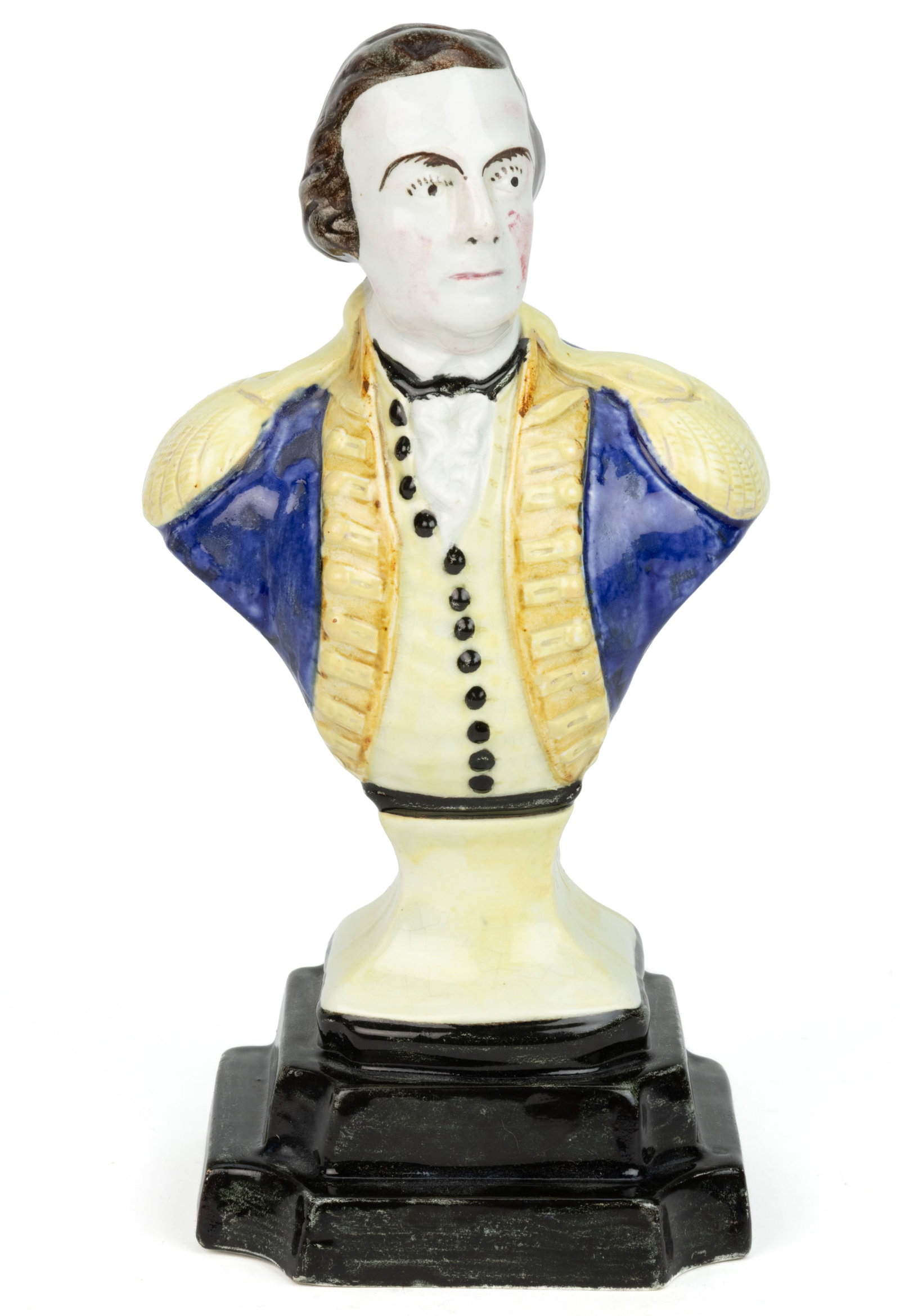 ENGLISH STAFFORDSHIRE PEARLWARE HAND-PAINTED MILITARY BUST (1 of 4)