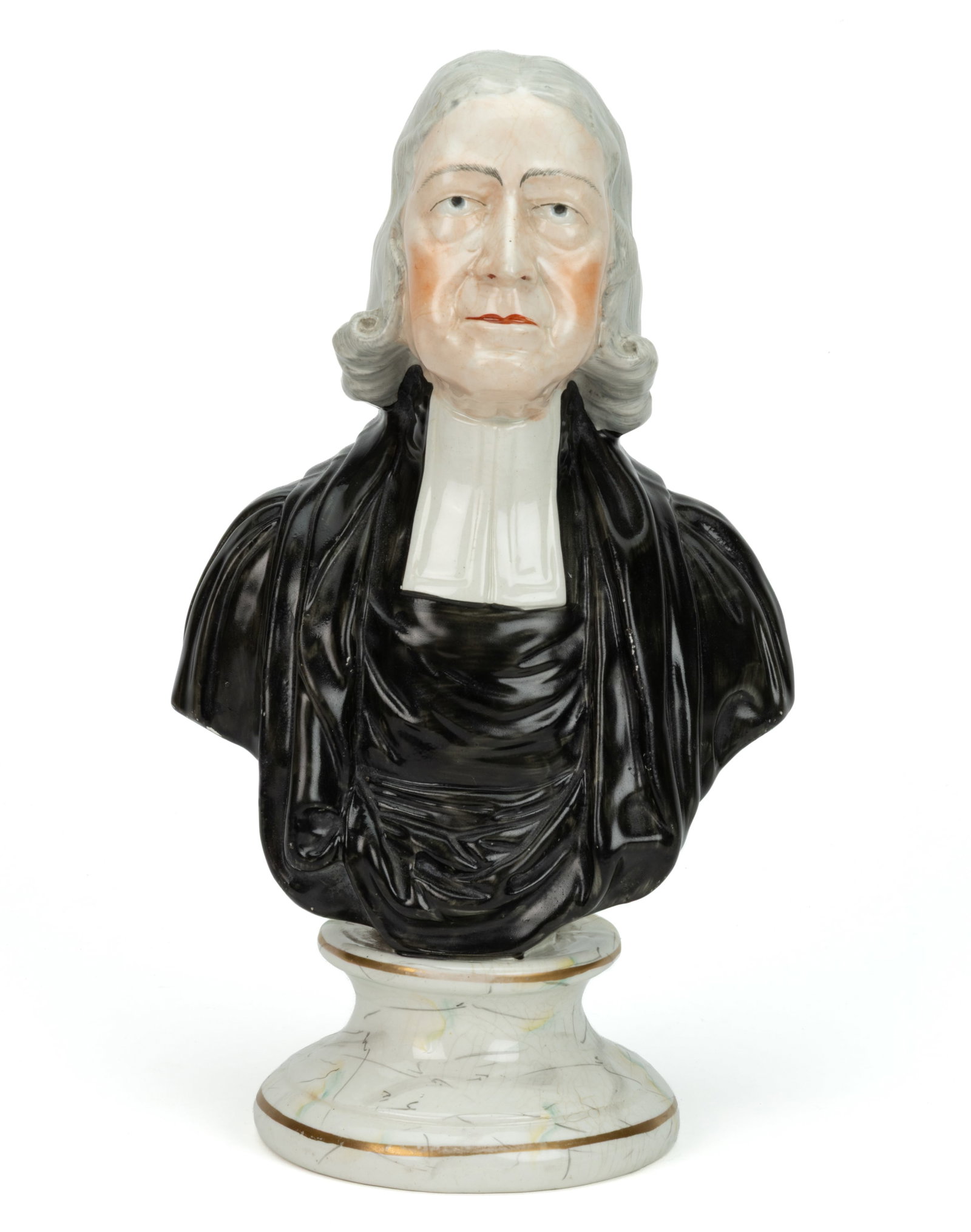 ENGLISH STAFFORDSHIRE HAND-PAINTED CERAMIC REVEREND JOHN WESLEY BUST (1 of 5)