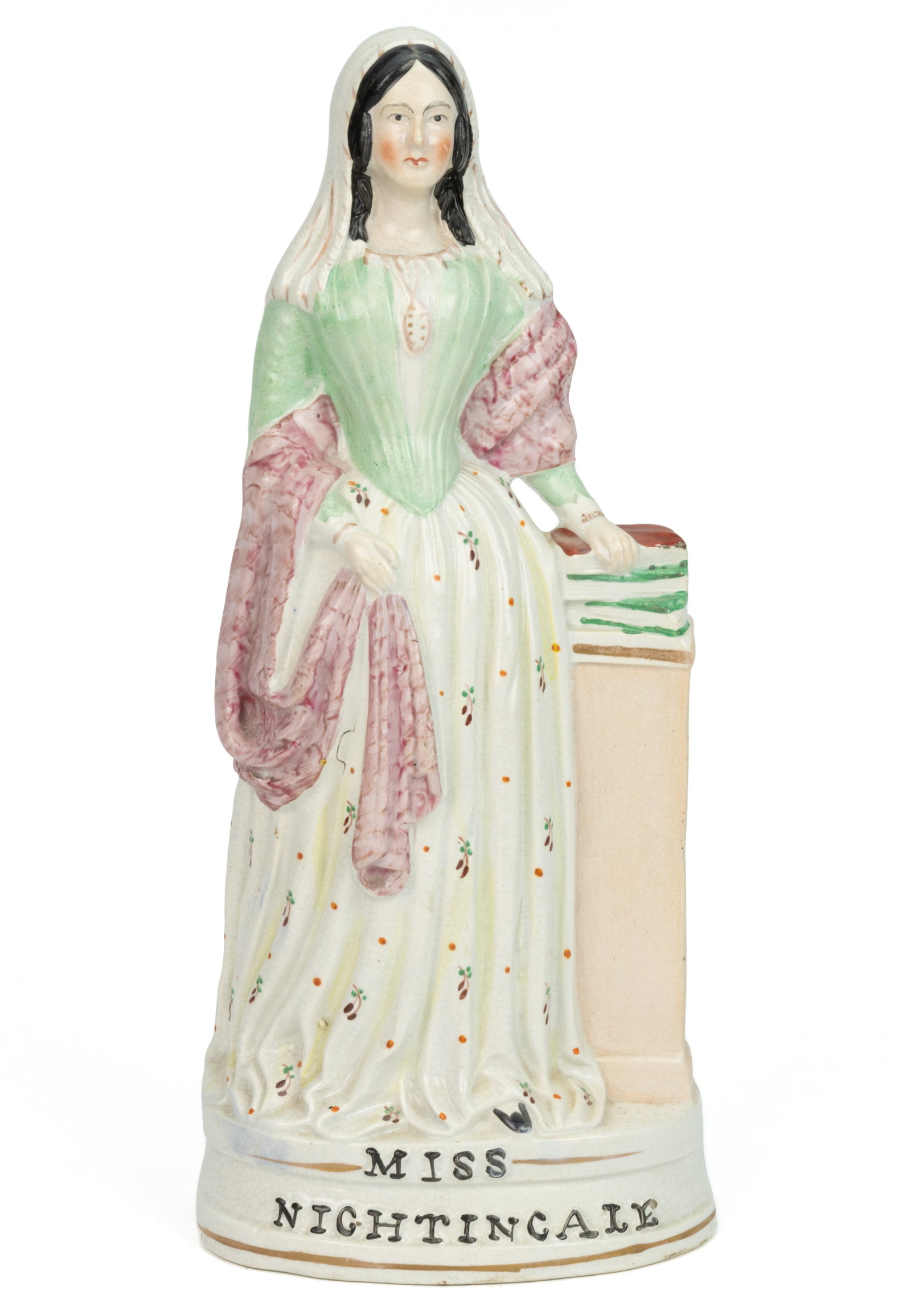 ENGLISH STAFFORDSHIRE HAND-PAINTED CERAMIC LARGE "MISS NIGHTINGALE" FIGURE (1 of 4)