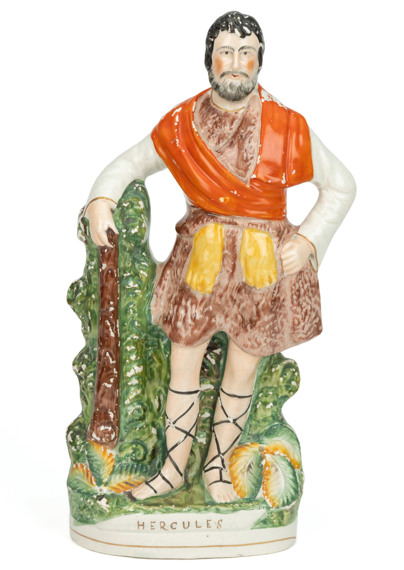 ENGLISH STAFFORDSHIRE HAND-PAINTED CERAMIC LARGE "HERCULES" FIGURE (1 of 4)